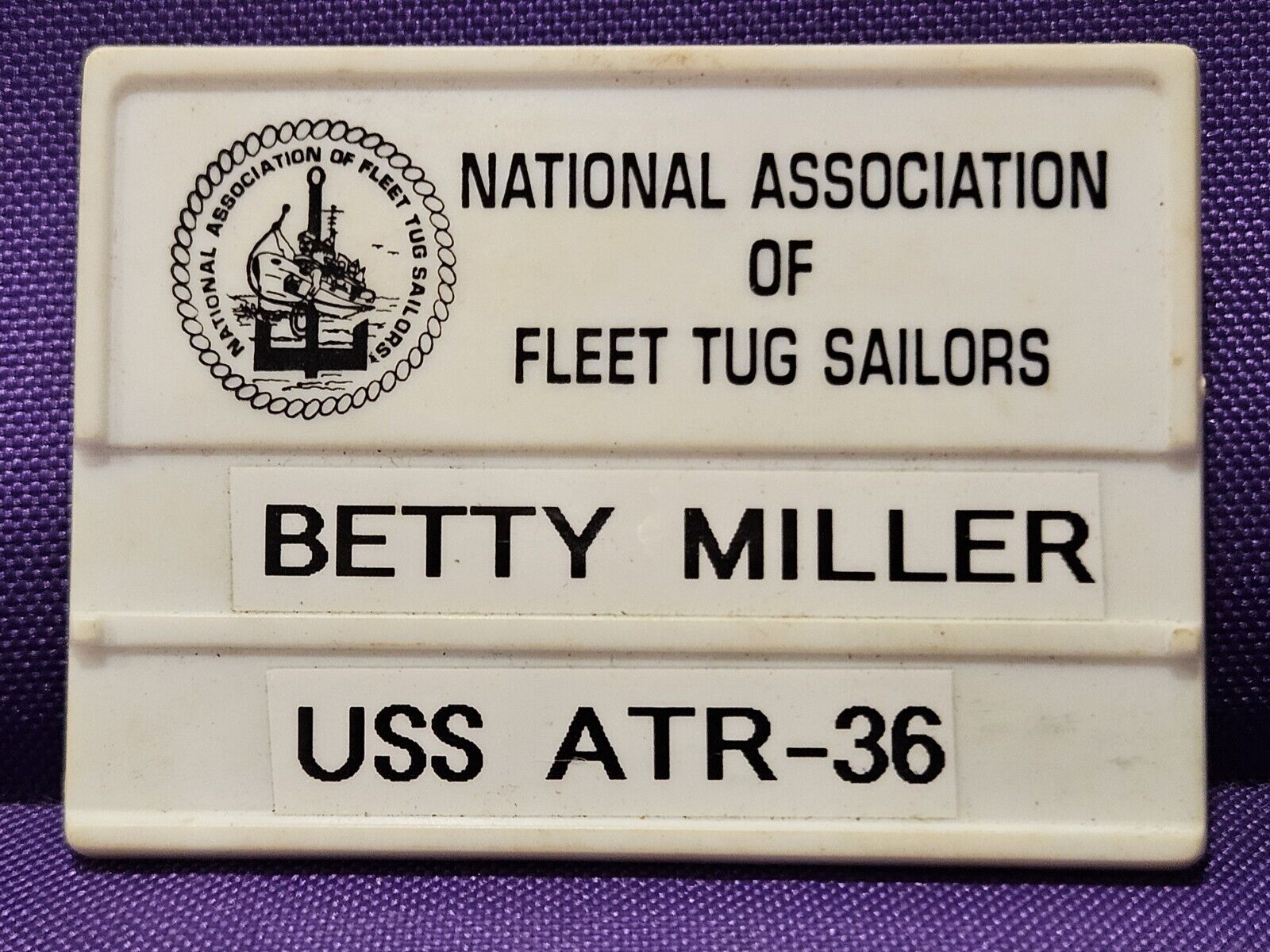 Vintage National Association Of Fleet Tug Sailors USS ATR-36 Name Tag Pin