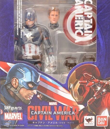 Used Bandai S.H.Figuarts Captain America Civil War PVC figure From Japan