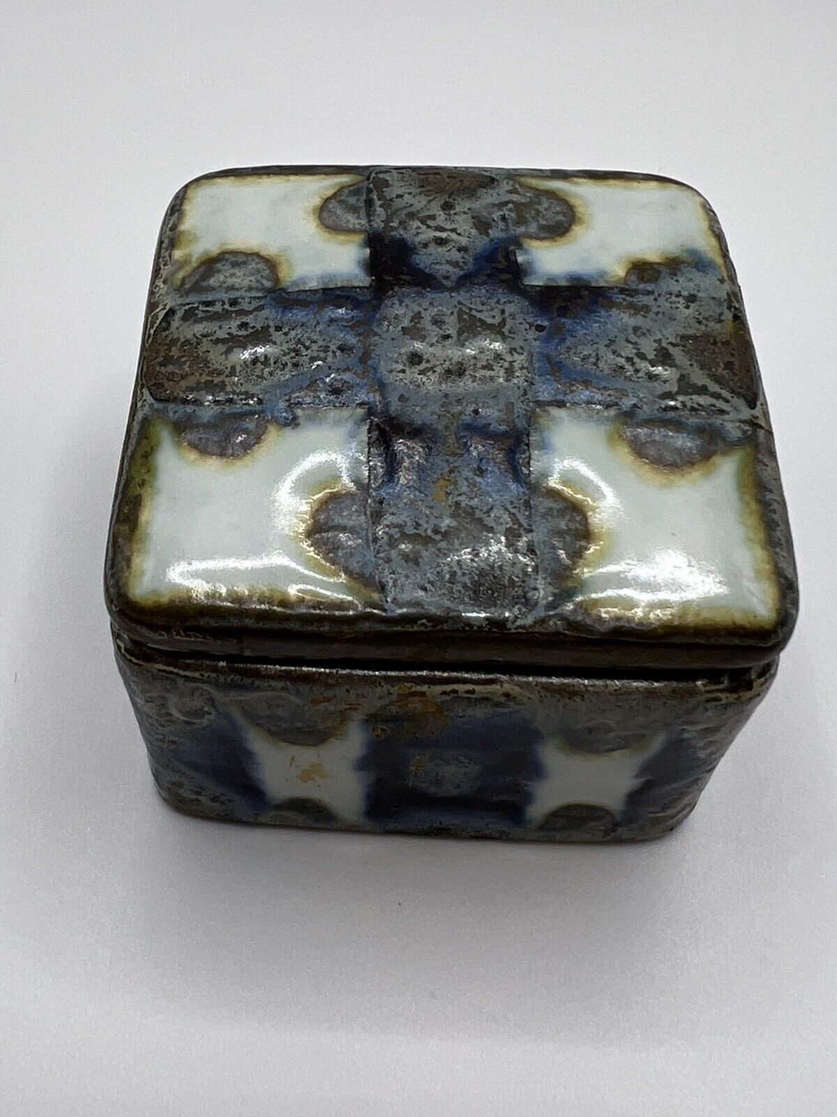 Royal Copenhagan RARE Nils Thorson Baca series ceramic box blue white stunning