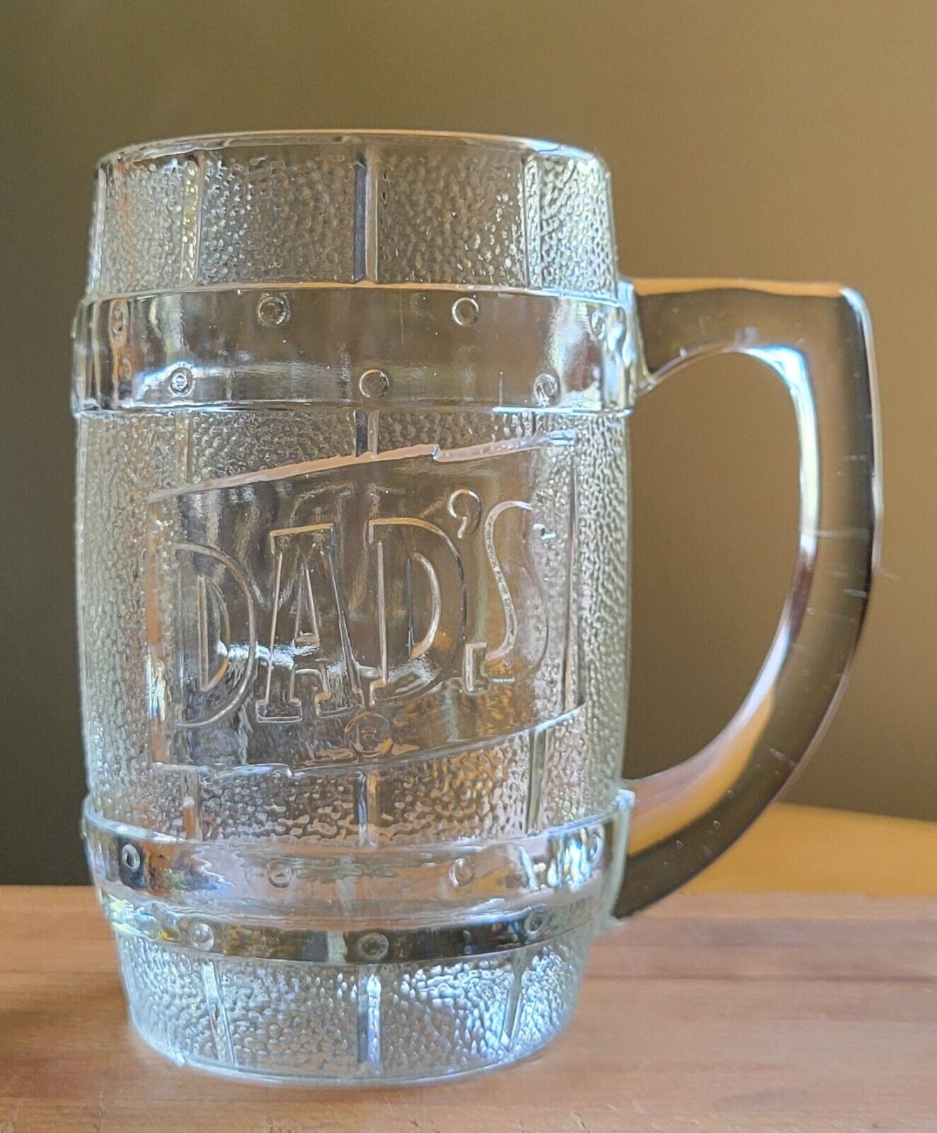 Vintage Dad\'s Root Beer Glass Mug Barrel Style Embossed Glass Stein 5\