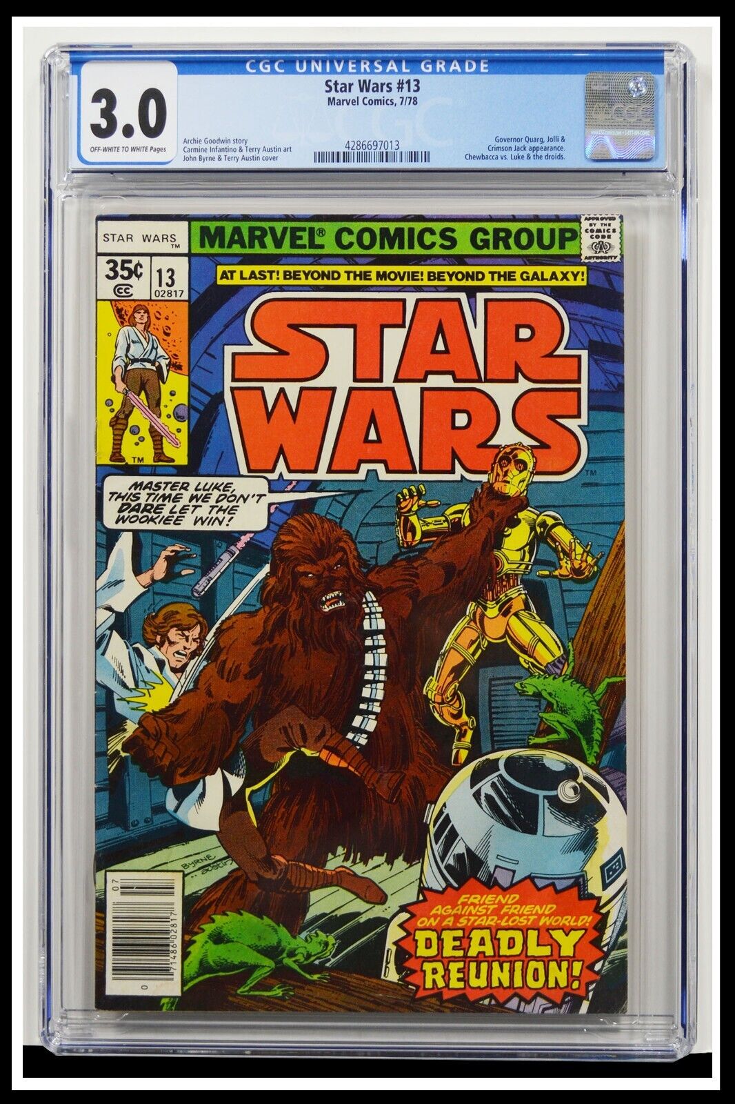 Star Wars #13 CGC Graded 3.0 Marvel July 1978 1st Printing Comic Book.