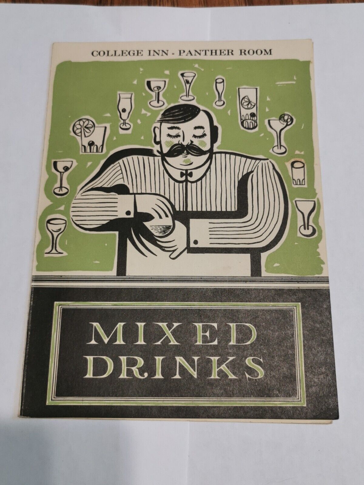 Vintage 1941 Mixed Drinks Menu Panther Room  Hotel Sherman / College Inn Chicago