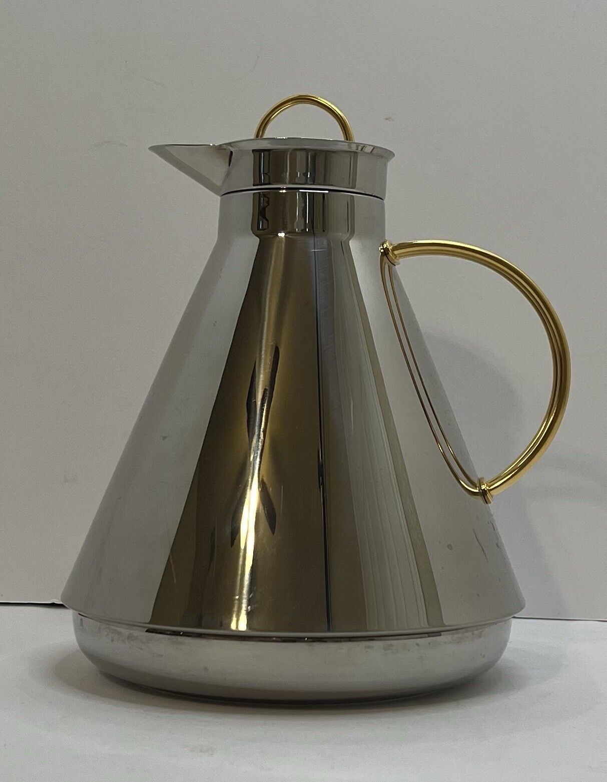 Vintage Alfi Carafe 0.96 Liters Stainless & Brass w/ Glass Flask German MCM