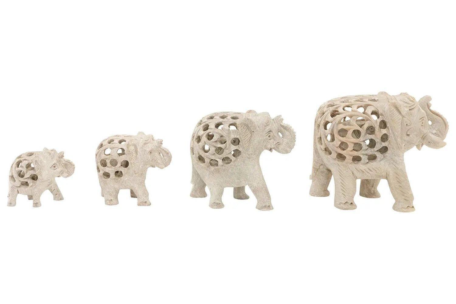 Family of Elephants Handcarved From Soapstone