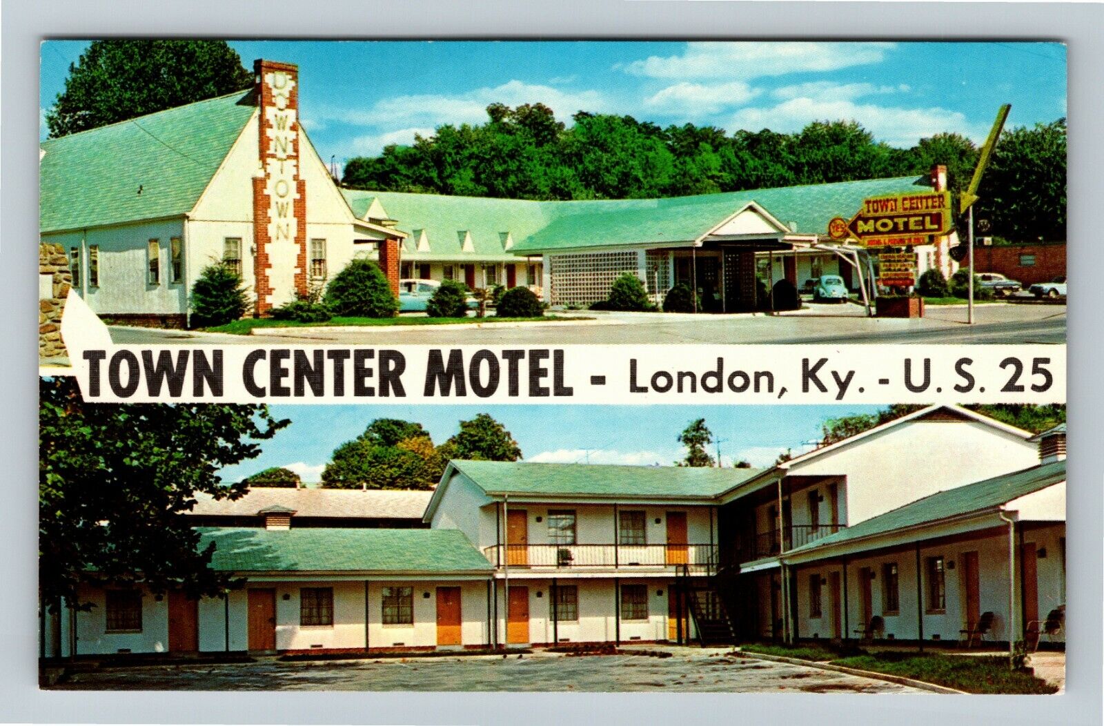 London KY-Kentucky Town Center Motel, Classic VW Bug Antique Vintage Postcard