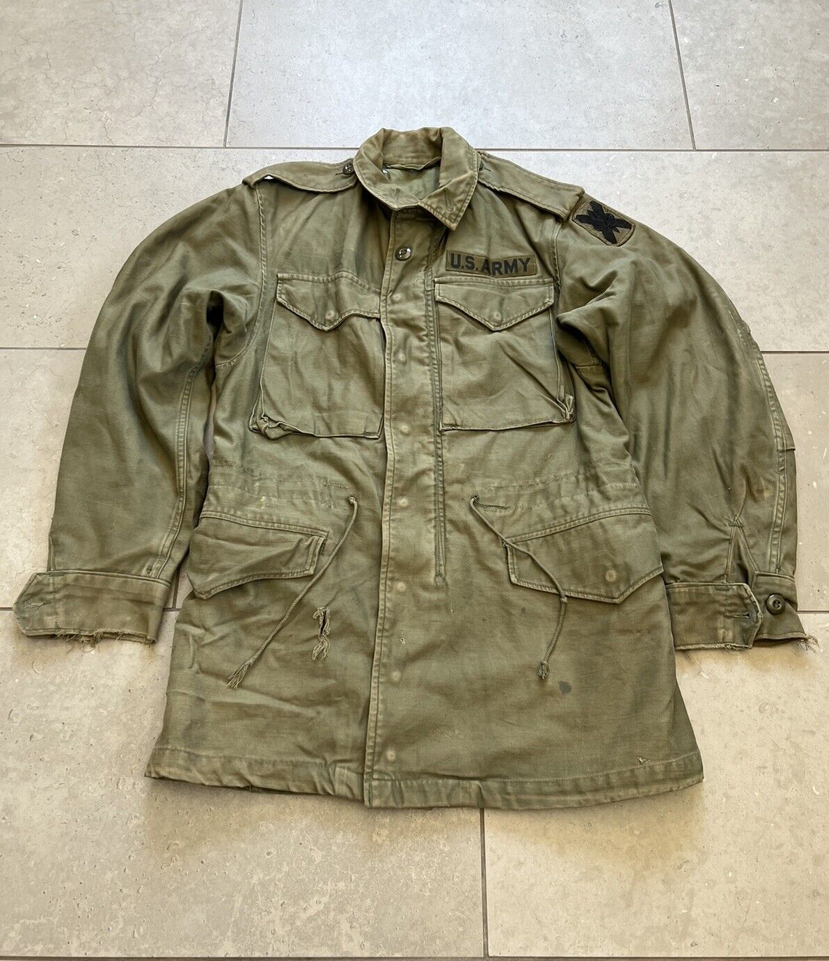 Vintage 60s Sateen OG 107 Olive Green Military US Army Field Coat Jacket Small