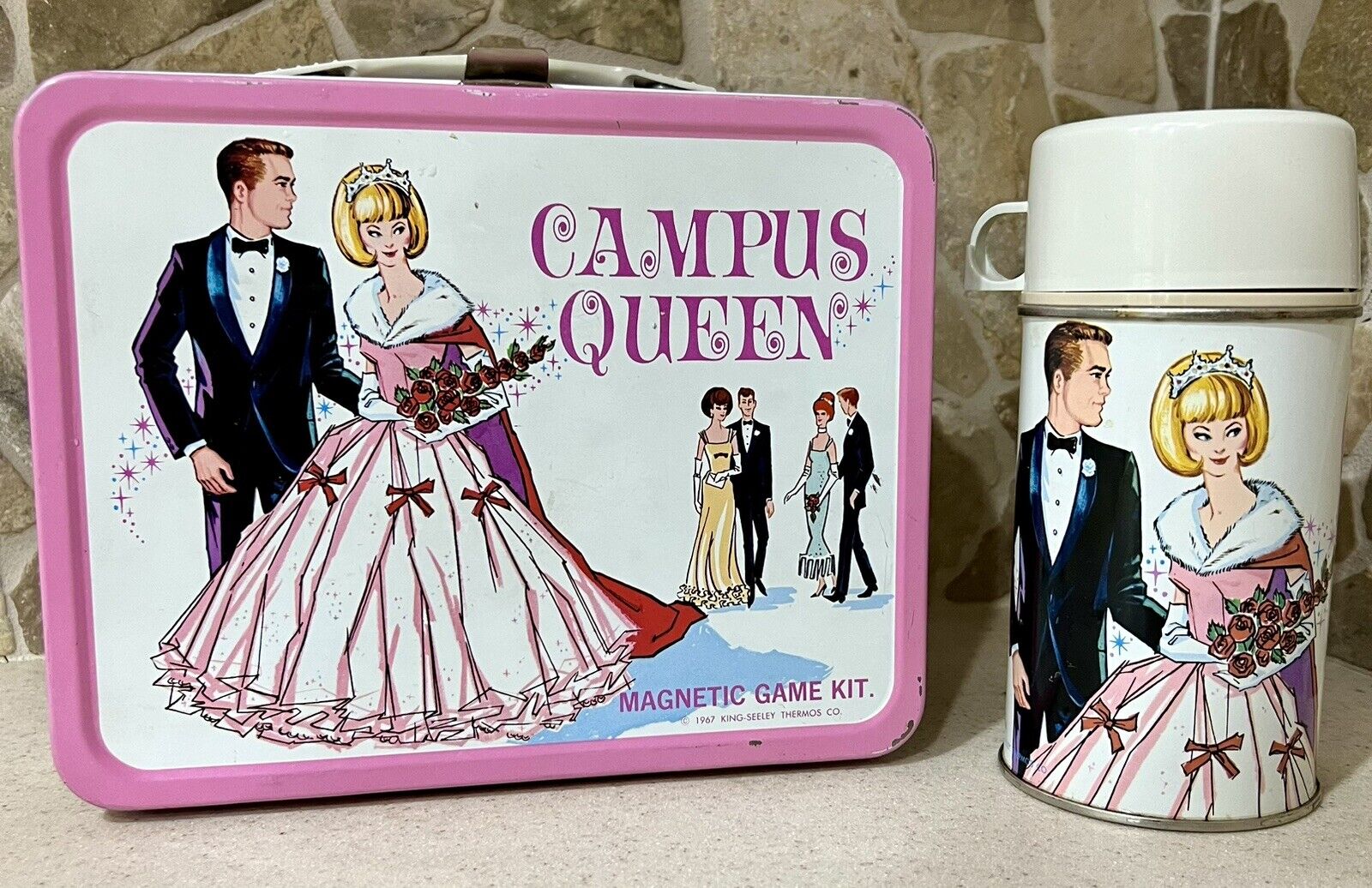 Vintage 1967 Campus Queen Lunchbox with Thermos