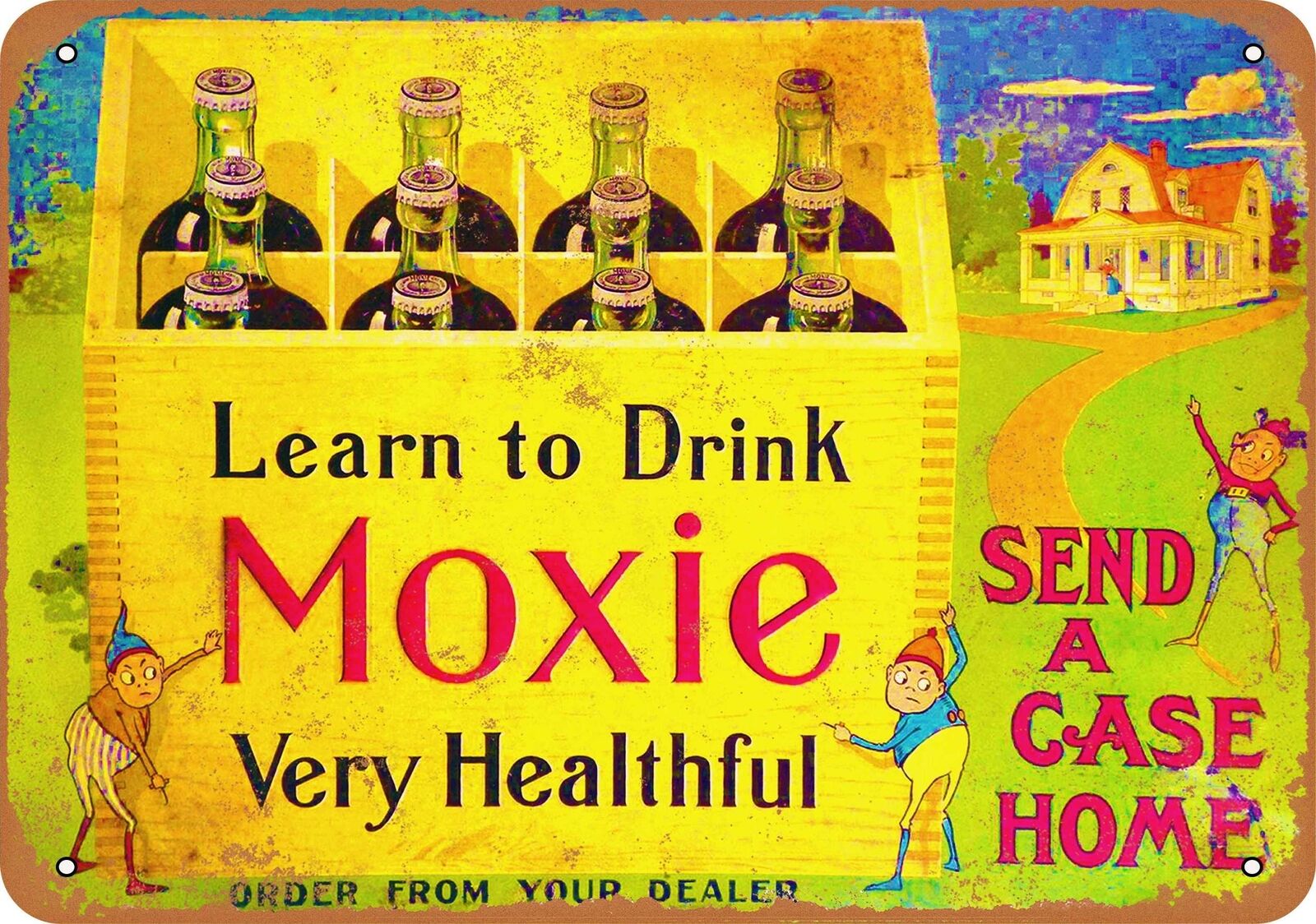 Metal Sign - Learn to Drink Moxie - Vintage Look Reproduction