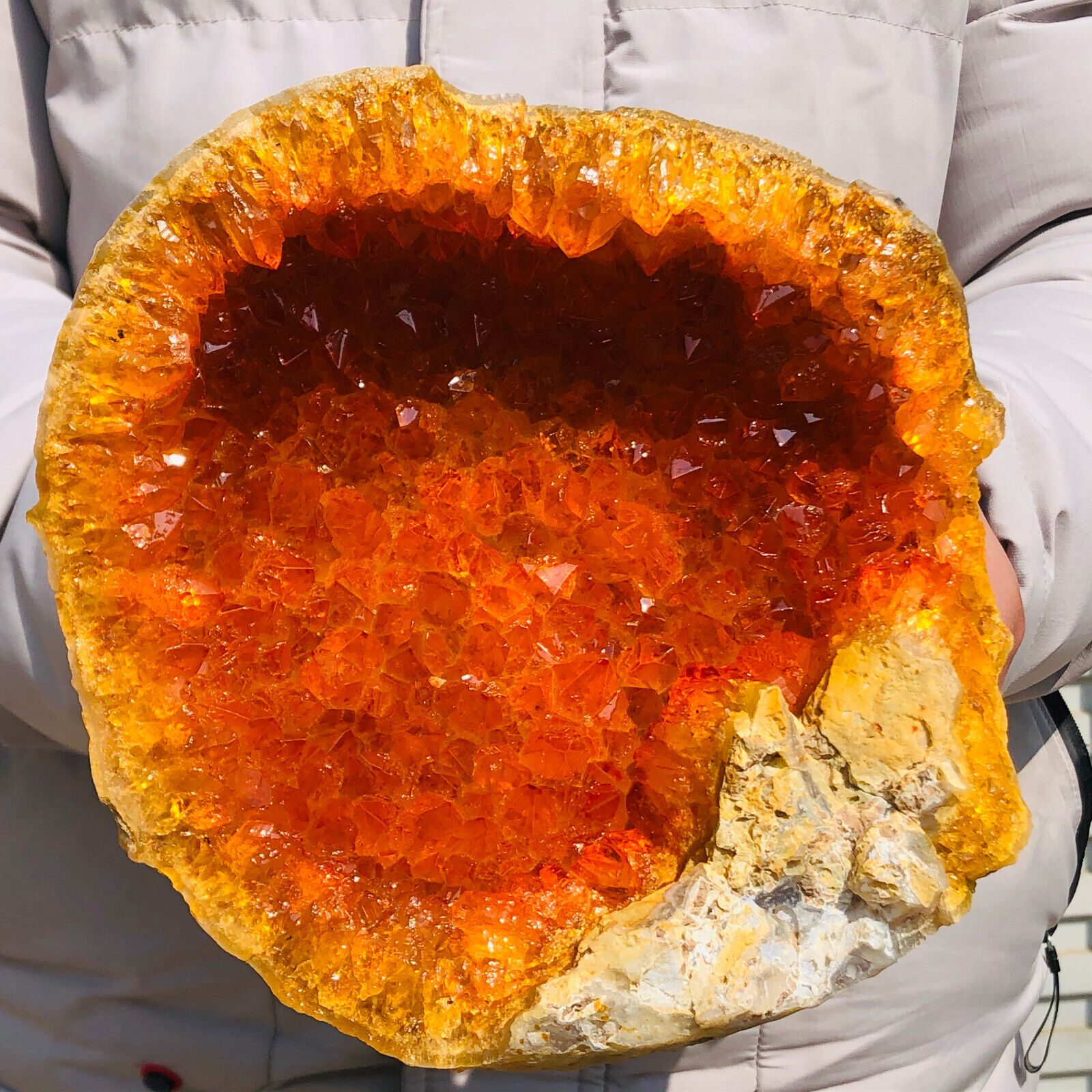 4.81lb New Find citrine geode quartz cluster crystal Cathedrals specimen Healing