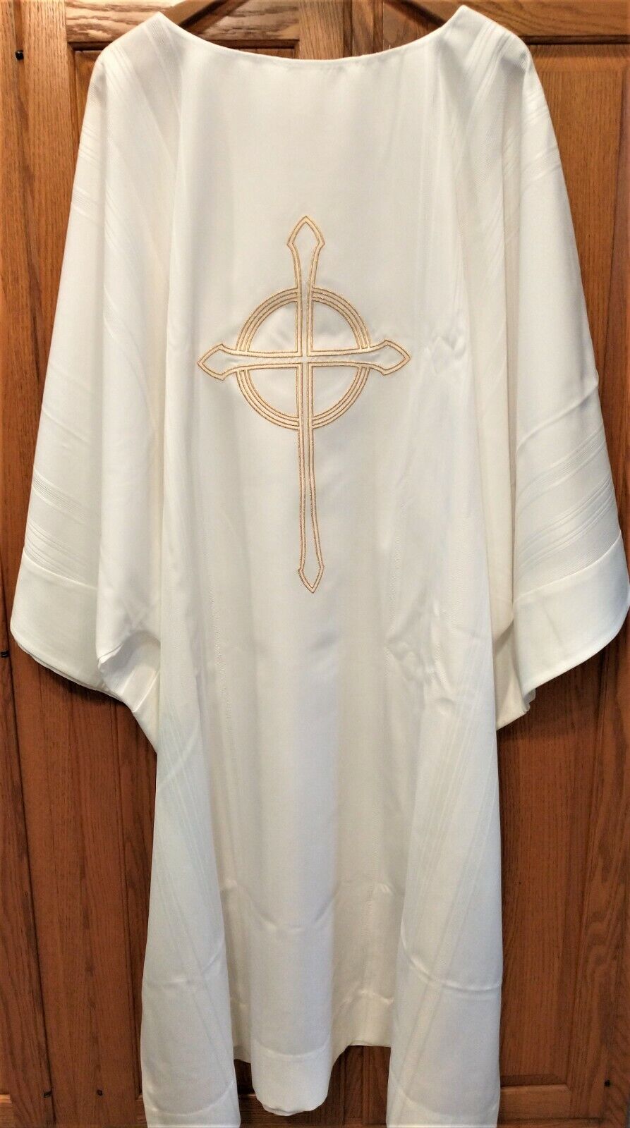 White Dalmatic with Embroidered Gold Cross from Harbro