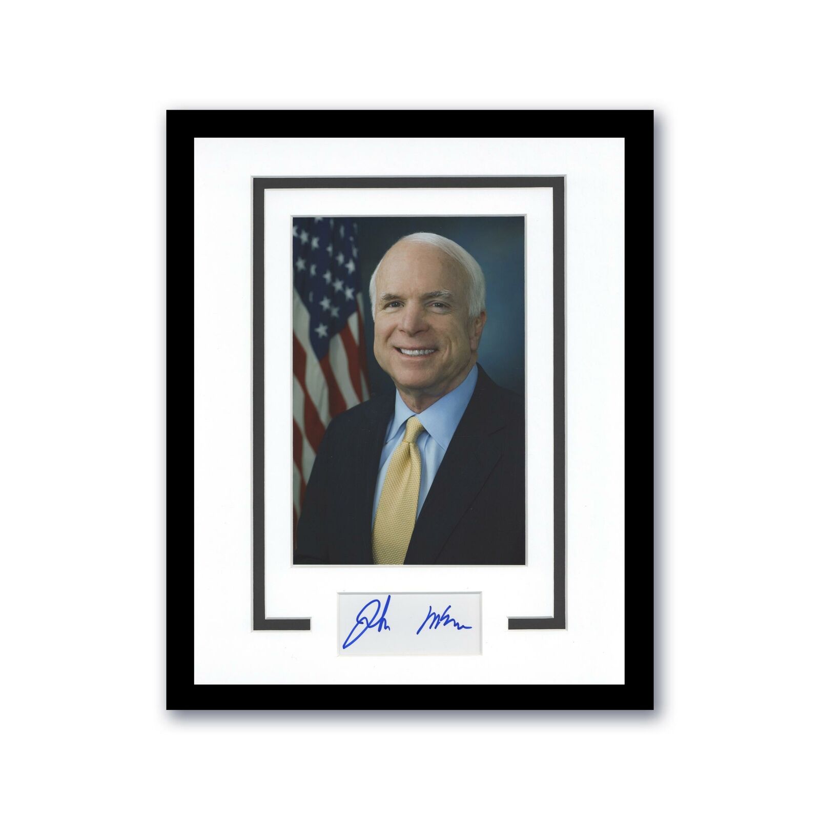 John McCain AUTOGRAPH Signed Photo Custom Matted 11x14 Framed Display ACOA LOA