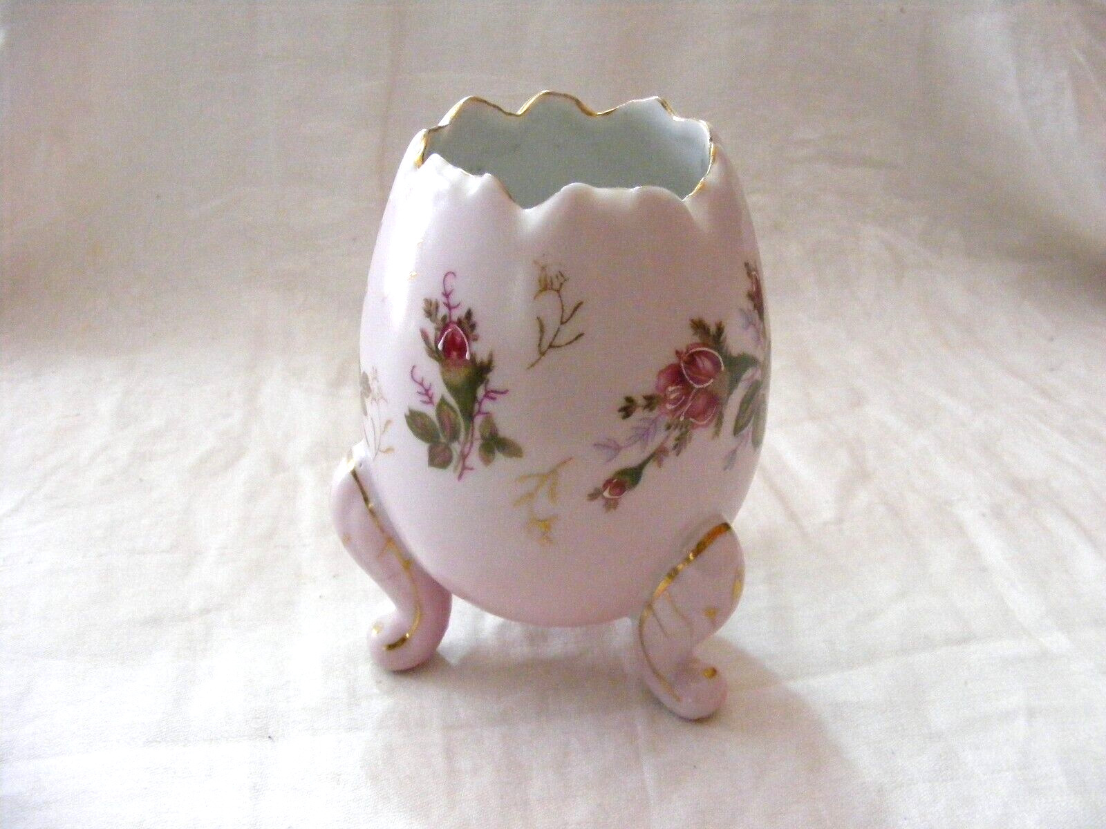 Vintage Napcoware Japan 3ft Pink Rose Cracked Egg Vase Scalloped Edge