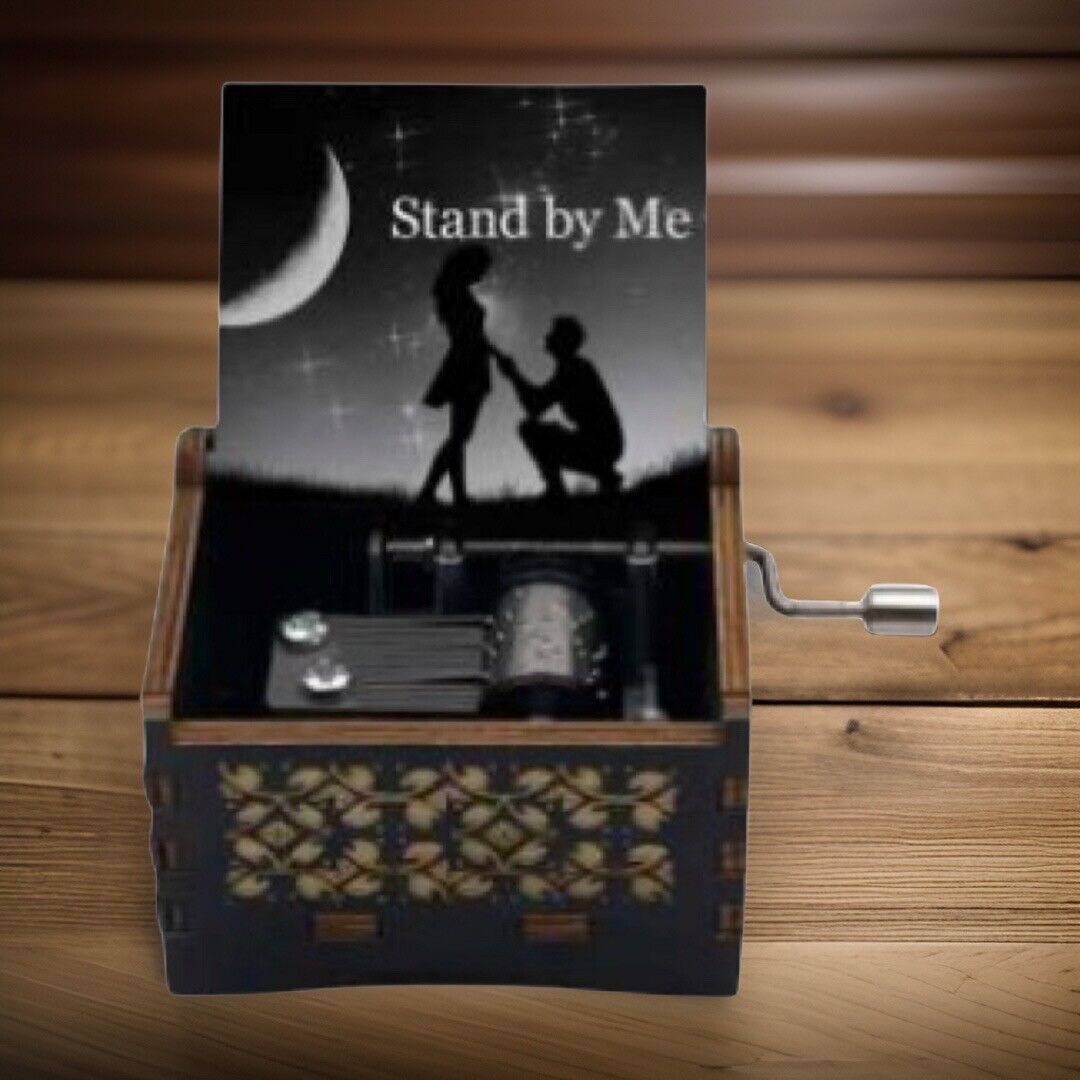 New “Stand By Me” Hand Crank Hand Made Wooden Music Box