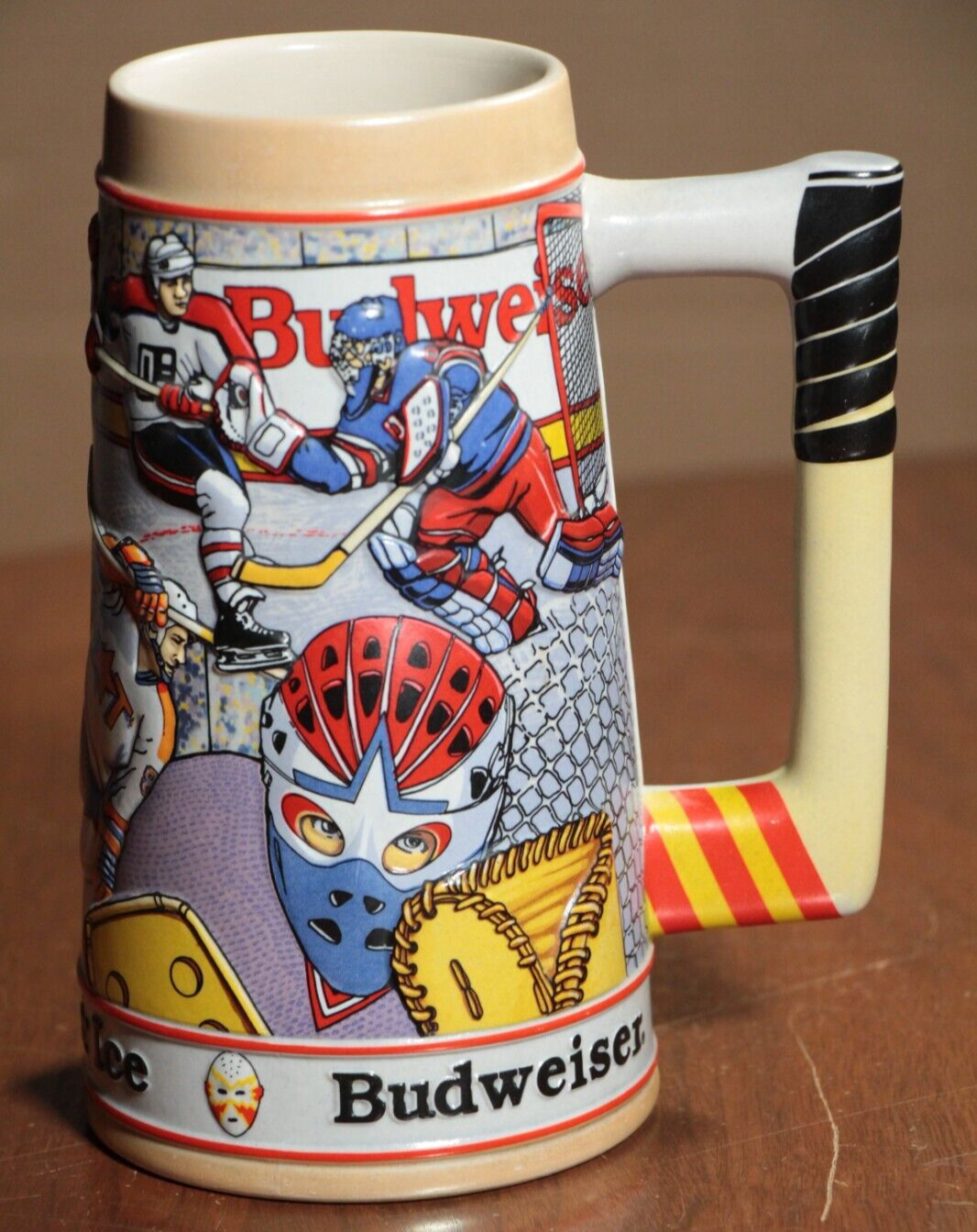 Vintage 1993 Budweiser Sports Series Beer Stein Hockey Mug Anheuser Busch