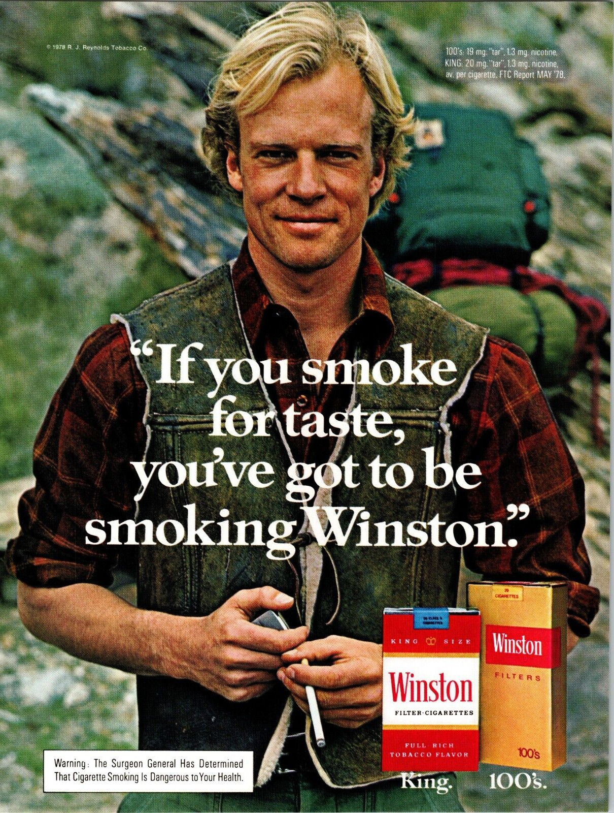 1979 Print Ad Advertising Winston Cigarette Vintage Ad Print Handsome Man