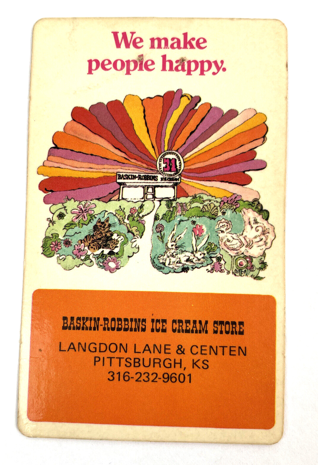 Vintage Baskin Robbins Advertising 1974 Pocket Wallet Calendar Card Ephemera