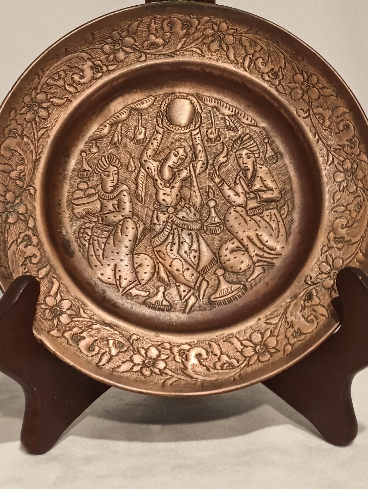 Iranian Copper Plate Hand Hammered And Detailed