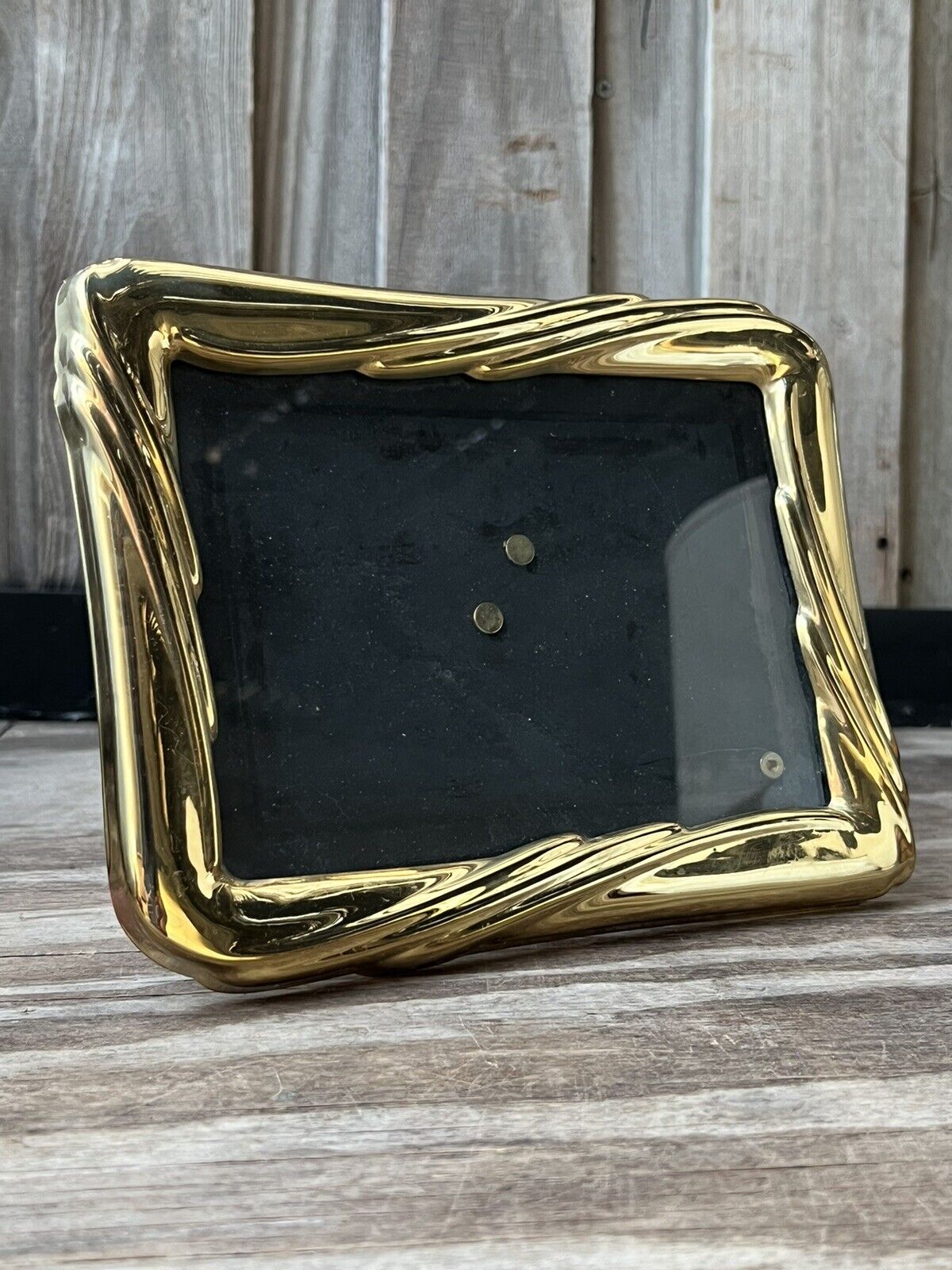 Vintage Gold Tone Brass Art Nouveau Wavy Decorative Picture Frame