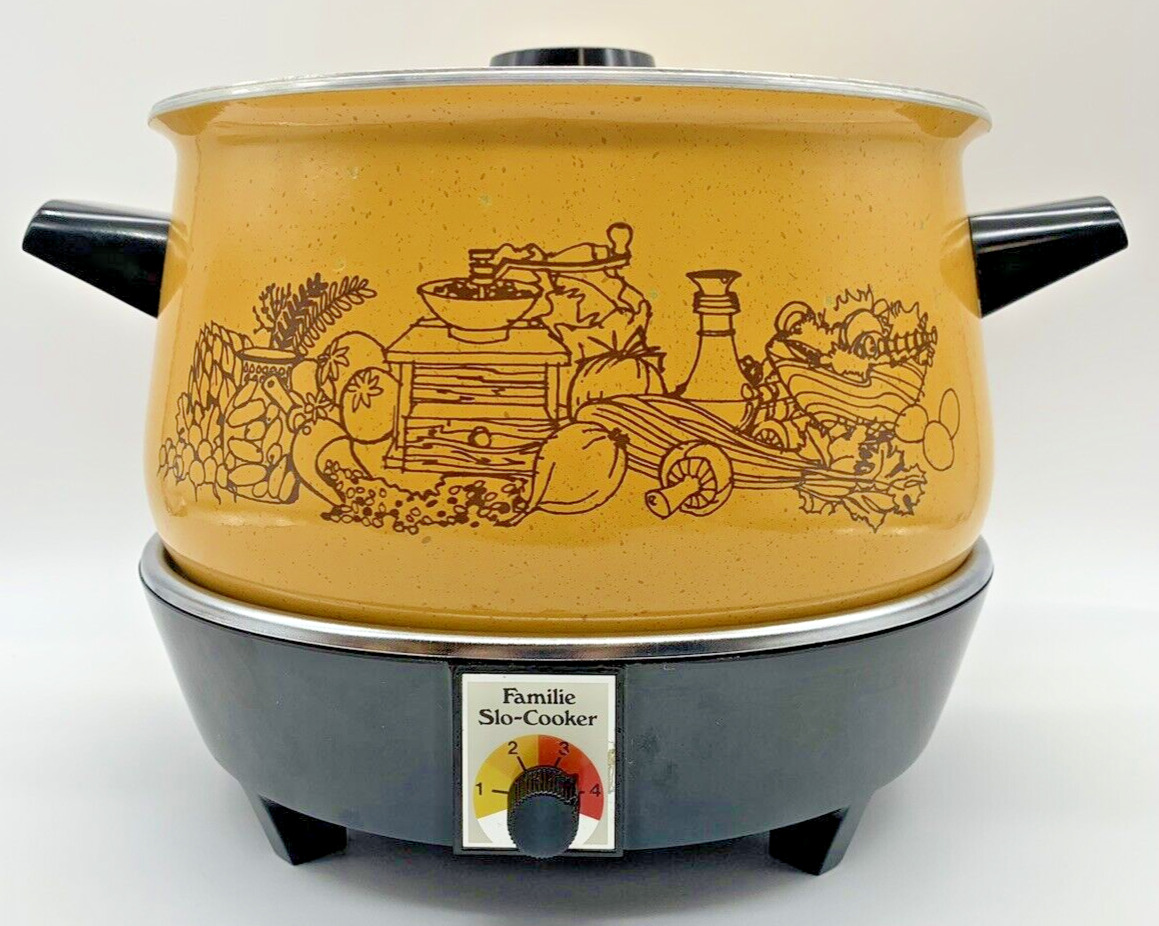 Vintage Montgomery Ward 4qt Decorated Aluminum Slo-Cooker Electric Vegetables