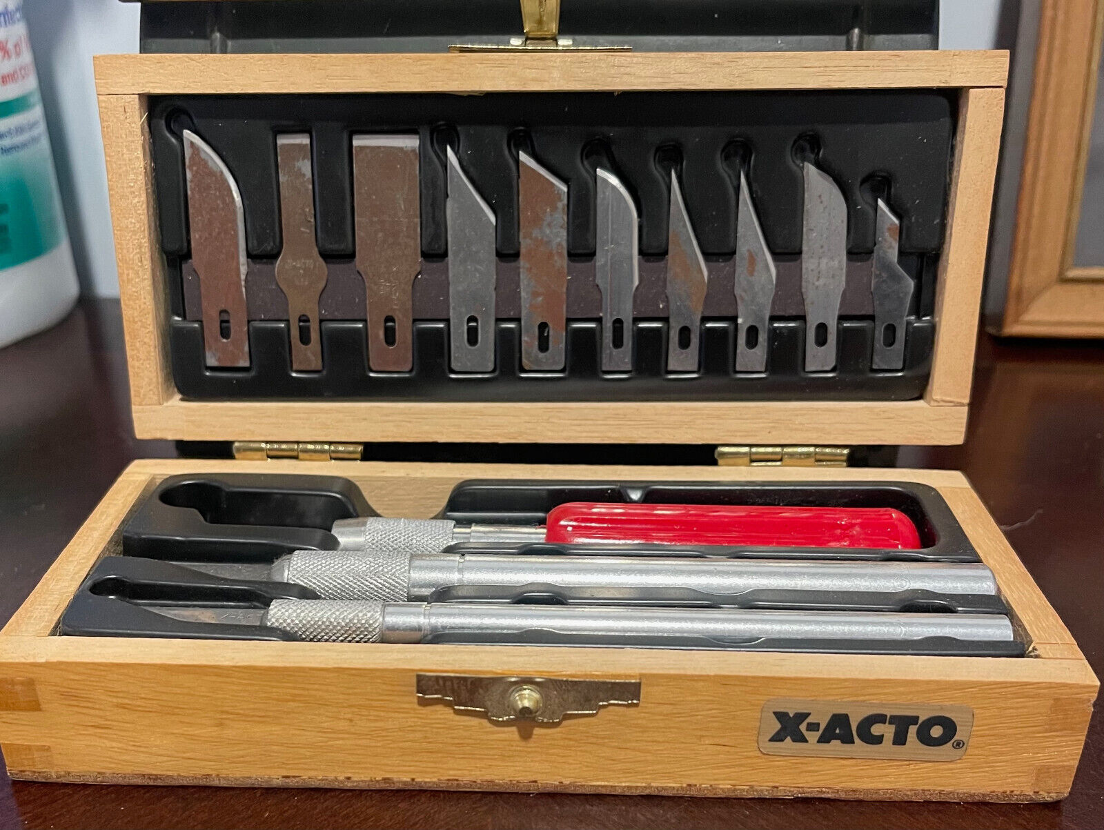 Vintage X-ACTO Hobby Knife Set Versatile Blades & Handles Wooden Box