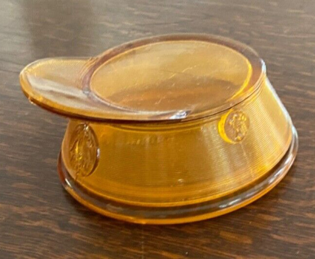 Vintage Paden City Amber Military Hat Trinket Box Or Powder Puff Jar