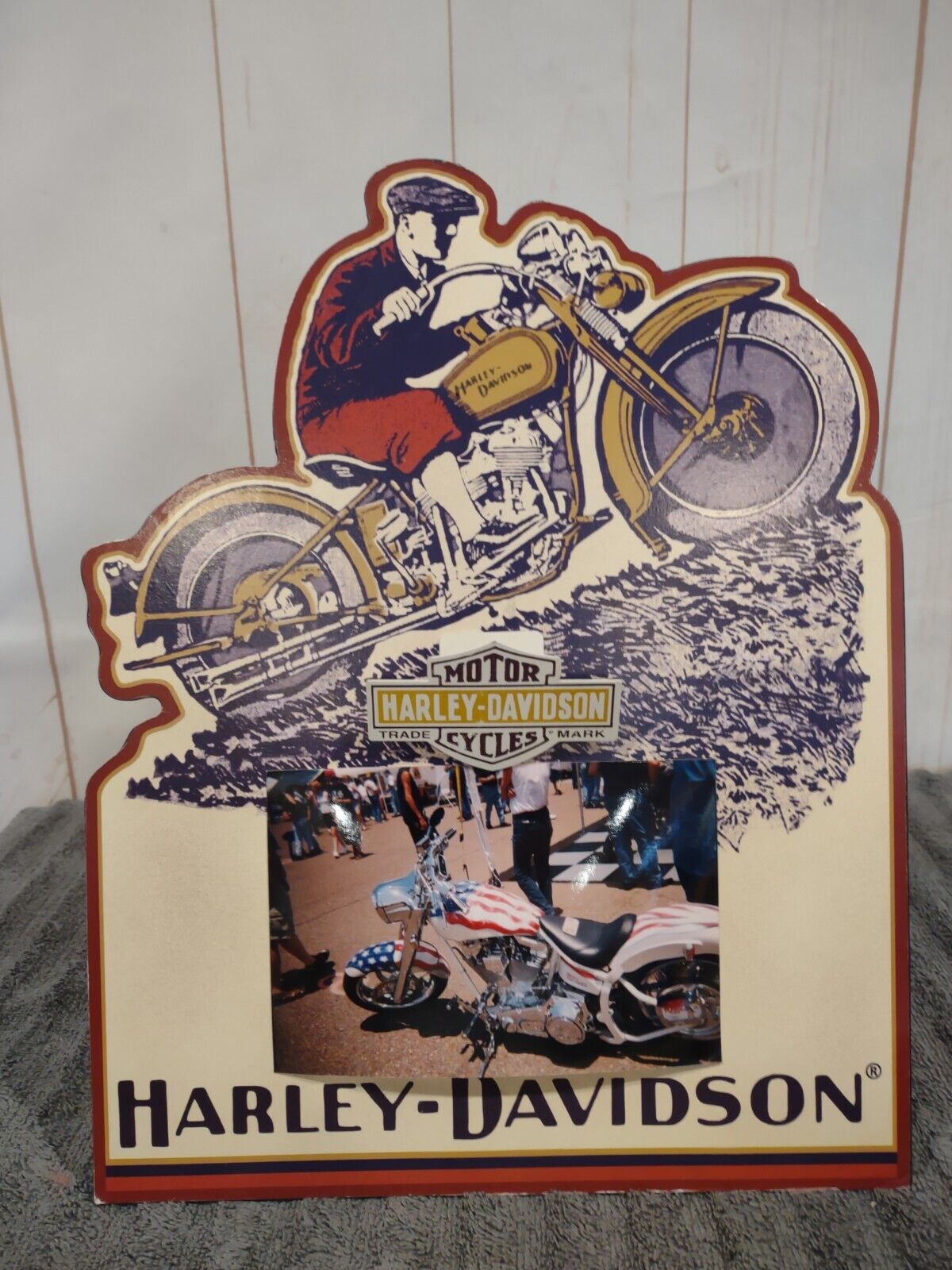 Harley Davidson Motorcycles Stand Up Clipboard Display Sign & Bike Picture 2003