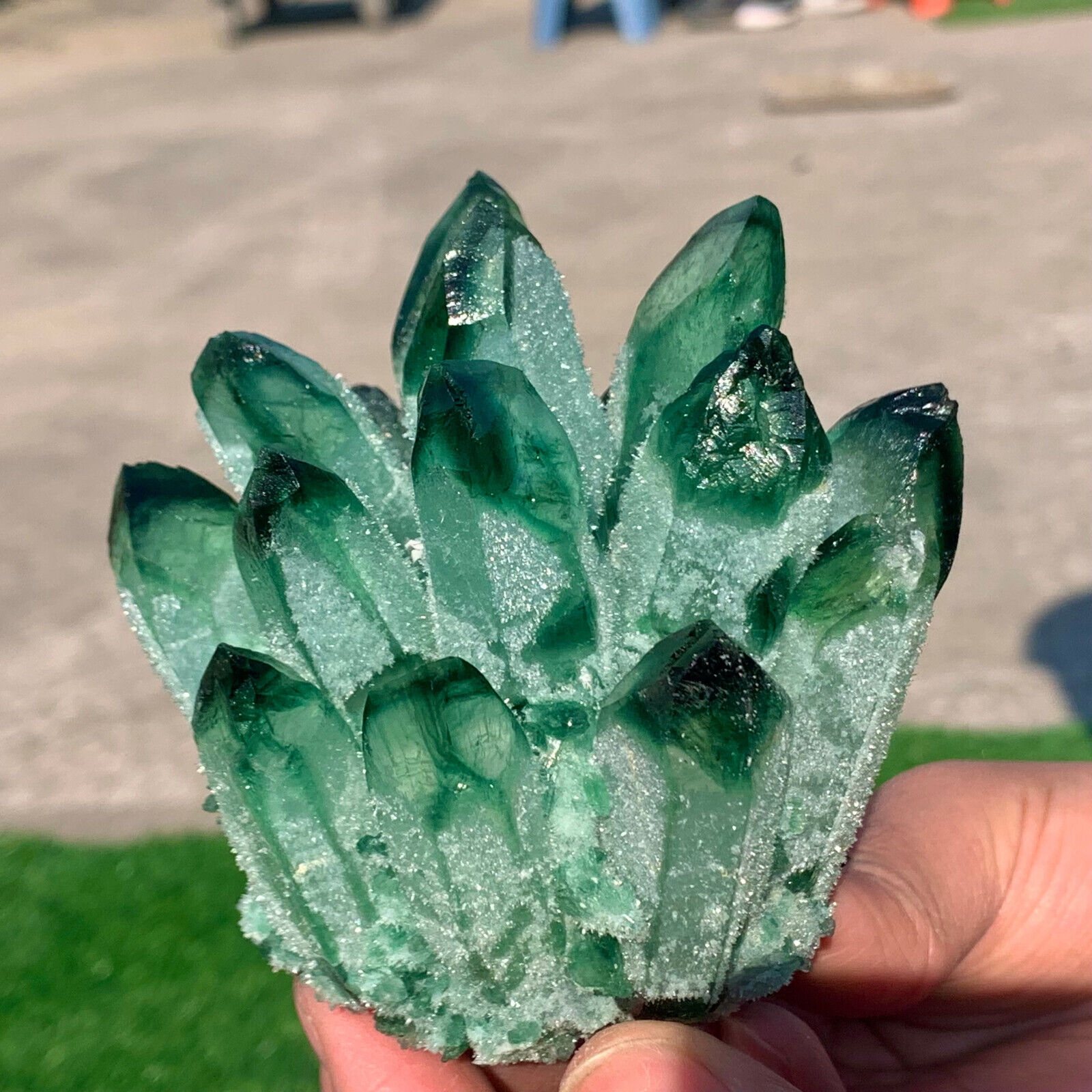 1.32LB New Find green  PhantomQuartz Crystal Cluster MineralSpecimen