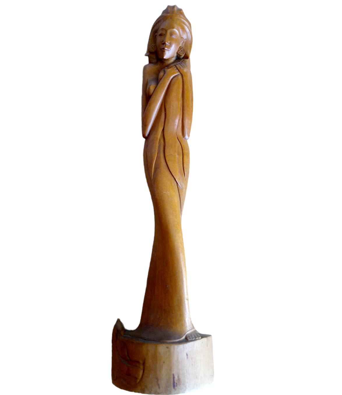 Vintage Carved Wood Woman Lady Statue 18.5\