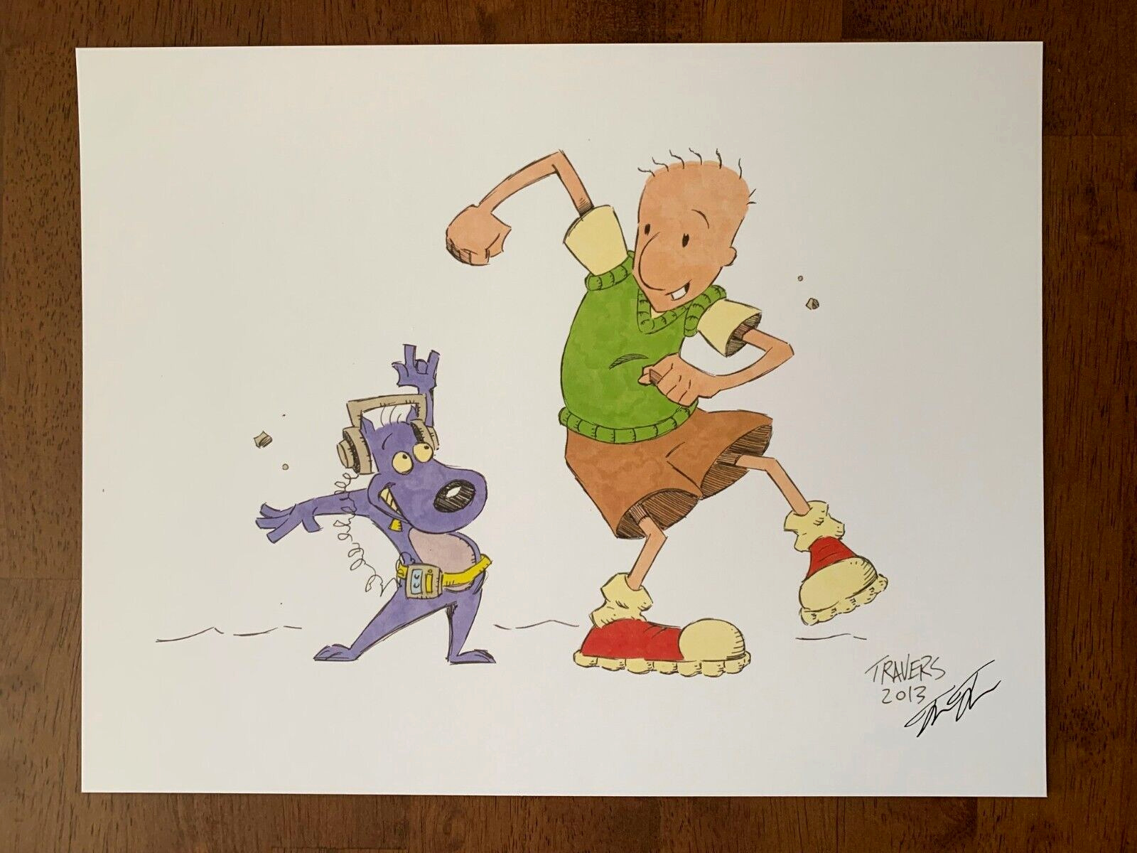 Doug Funnie & Porkchop 8.5x11 Art Print/Poster Nickelodeon Signed by Tom Travers