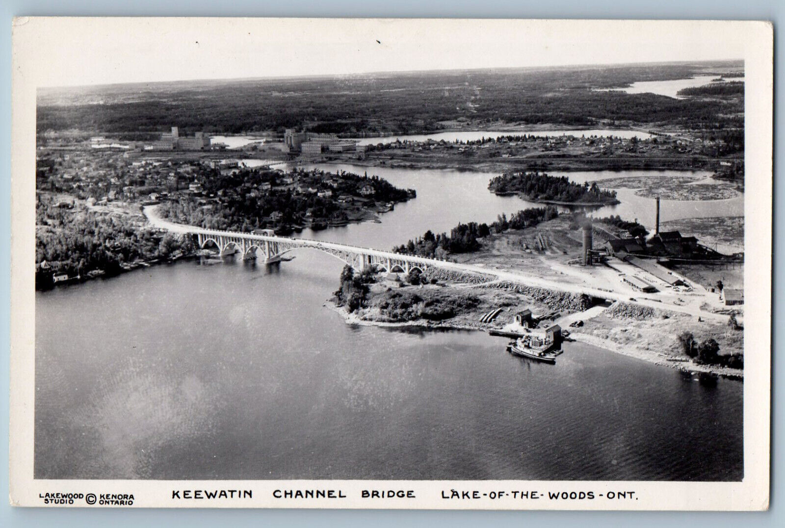 Lake of the Woods Canada Postcard Keewatin Channel Bridge c1930\'s RPPC Photo