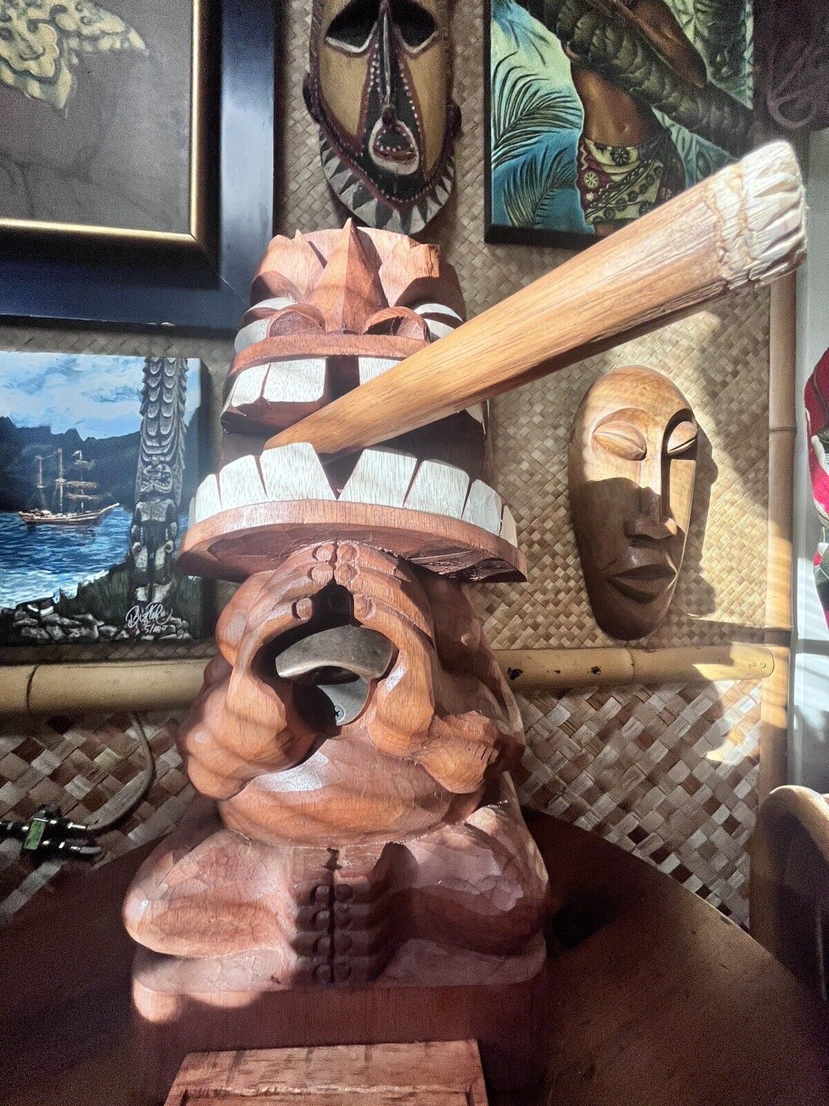 New Tiki Bottle Opener with Wooden Cigar by Smokin' Tikis Hawaii