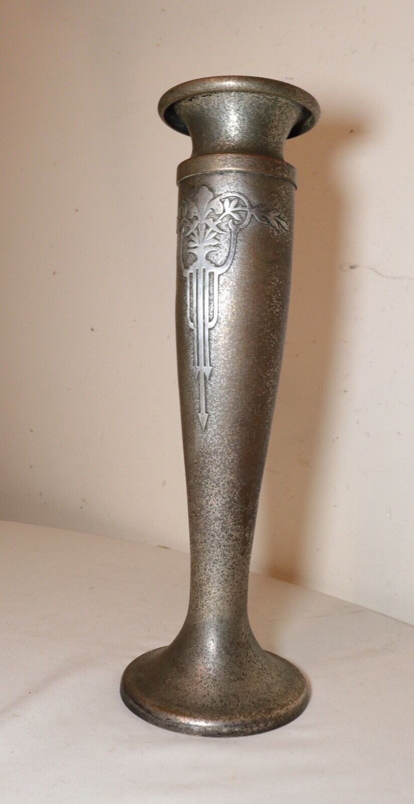 quality antique Art Deco sterling silver Silver Crest bronze ornate tall vase