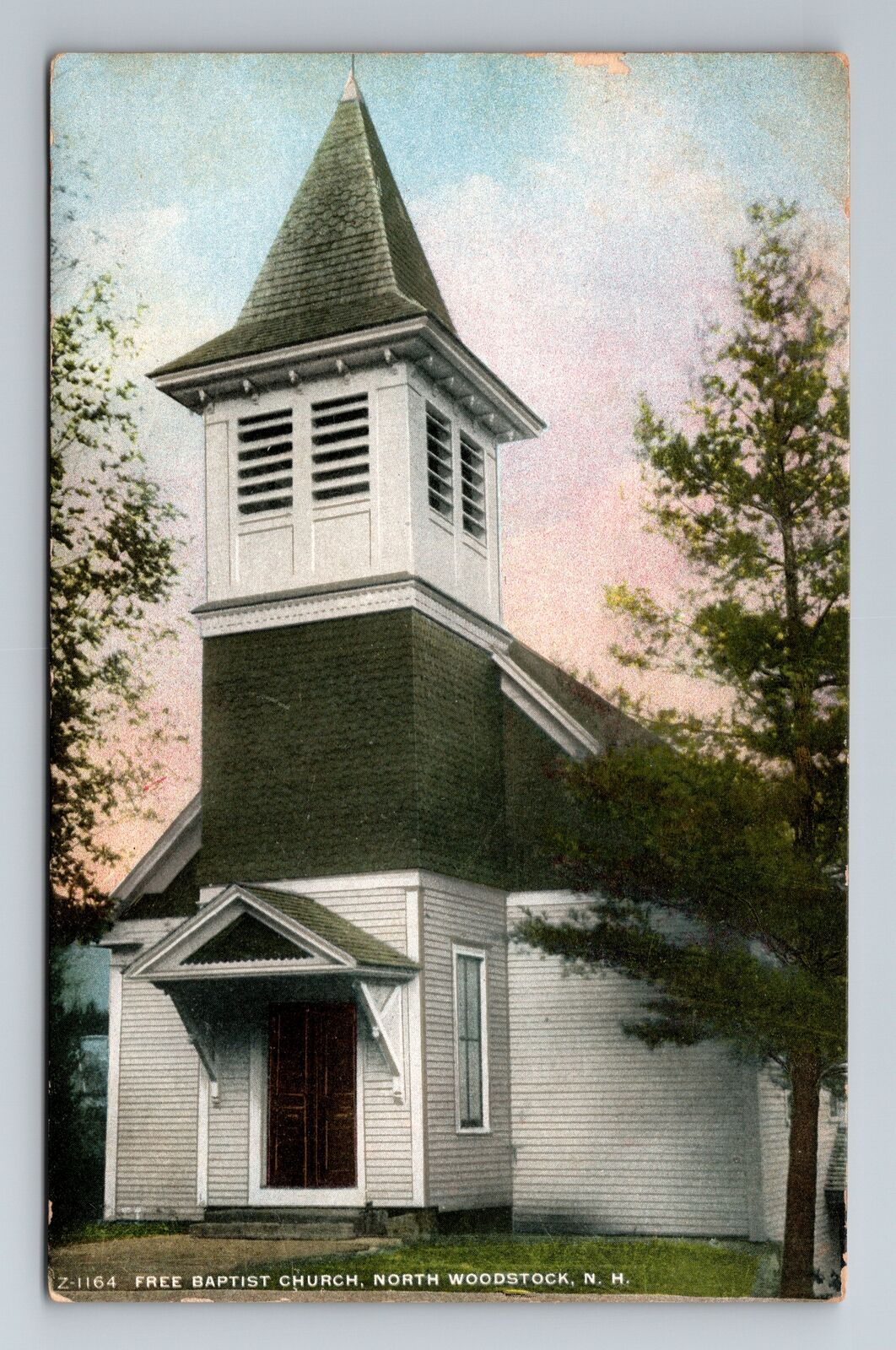 North Woodstock NH-New Hampshire, Free Baptist Church, Antique Vintage Postcard