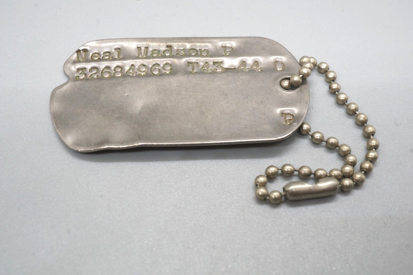 WWII 1943-1944 Army Dog Tag T43-44 With Small Bead Chain