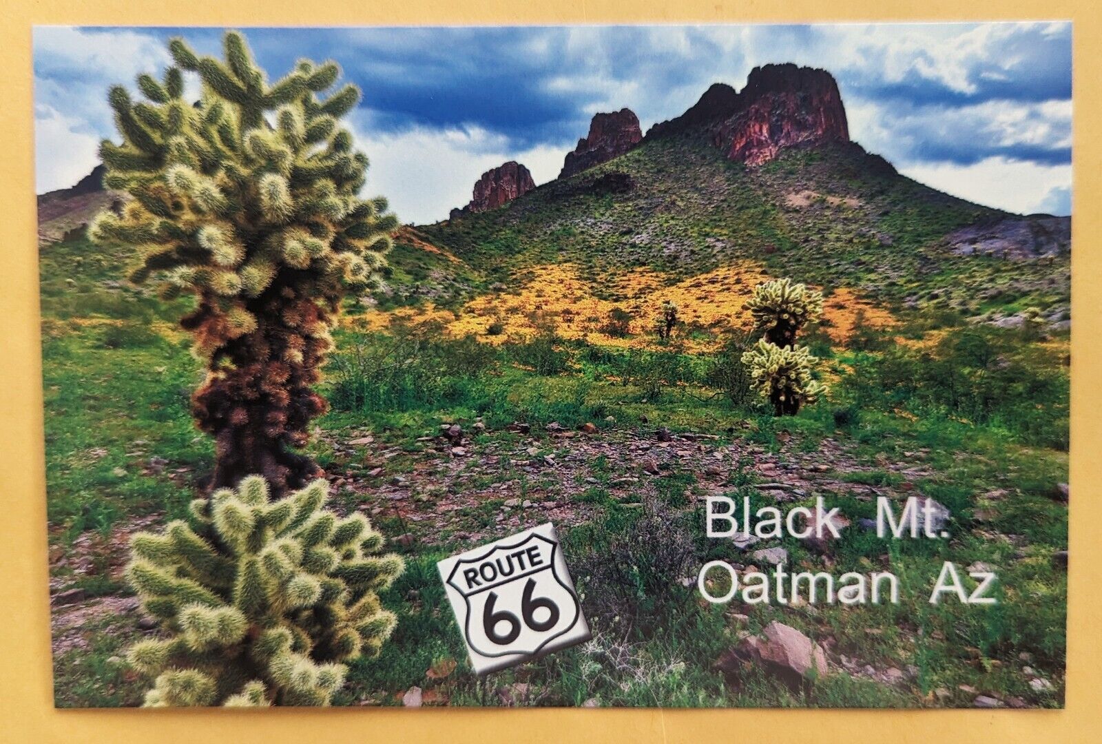 Postcard AZ: Black Mt. Route 66. Oatman. Arizona 