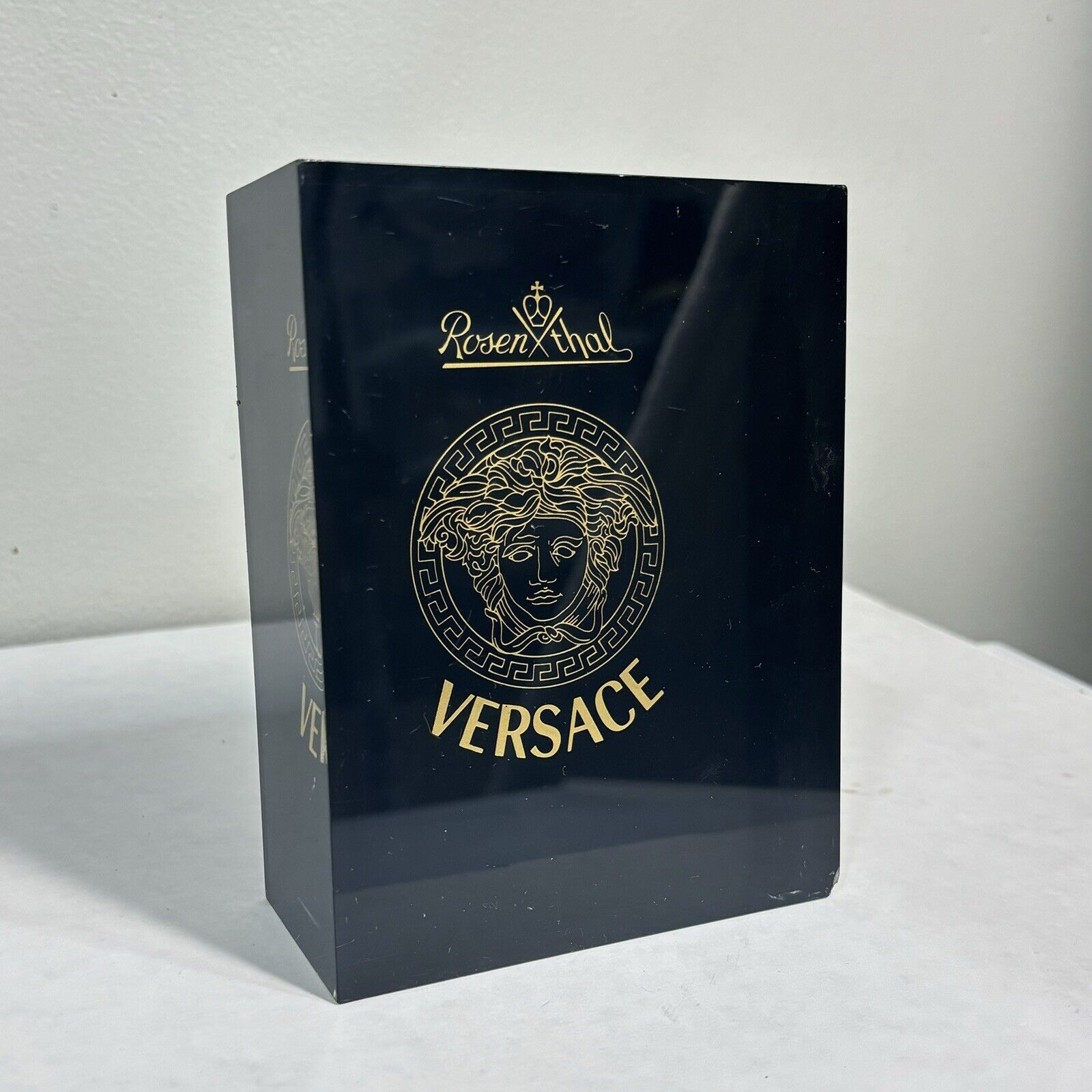Rosenthal X Versace Advertising Display Clear Acrylic? W/ Wear Decor Lux RARE