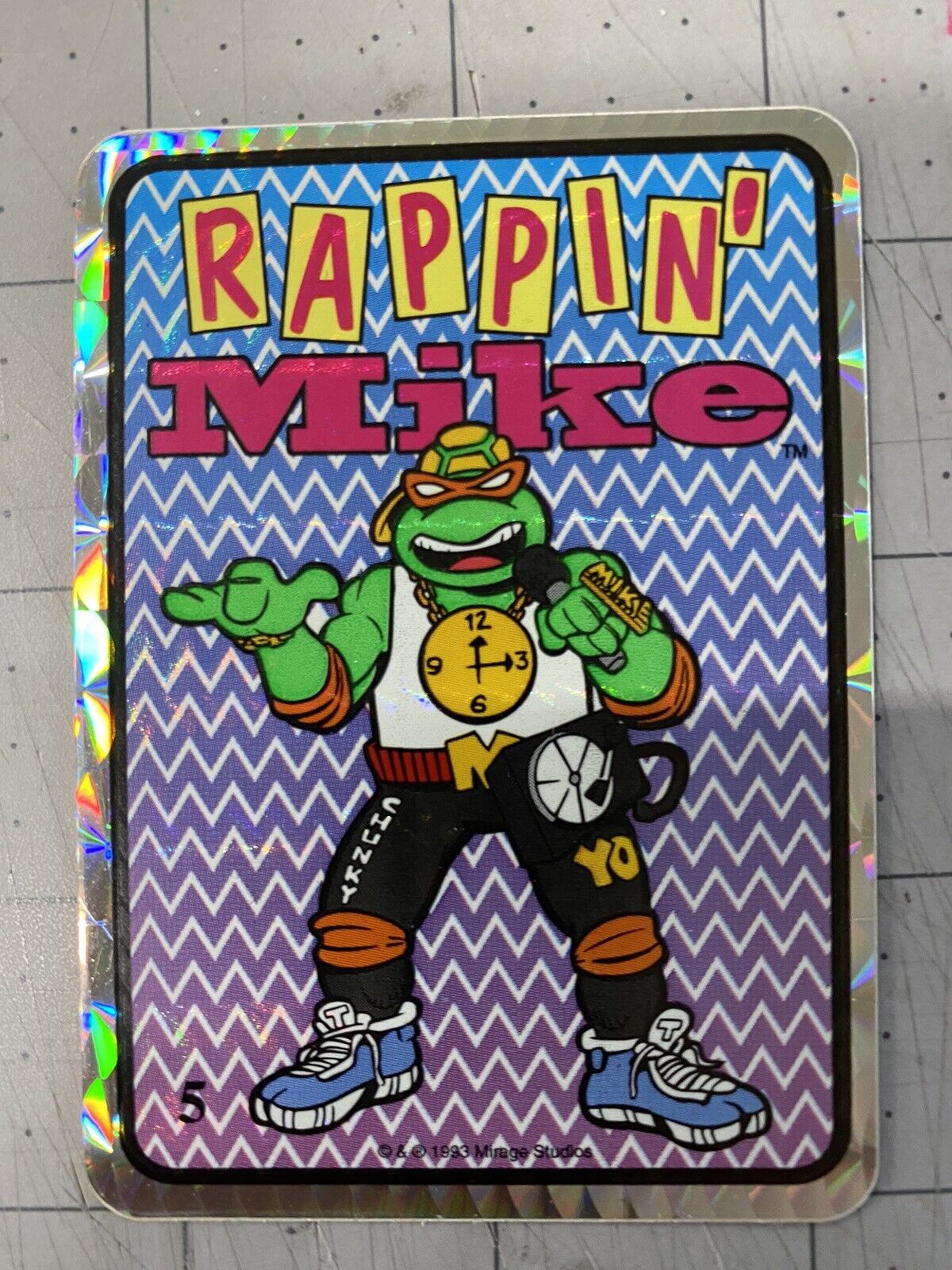 1993 Teenage Mutant Ninja Turtles MICHAELANGELO  RAPP Vending Prism Sticker TMNT