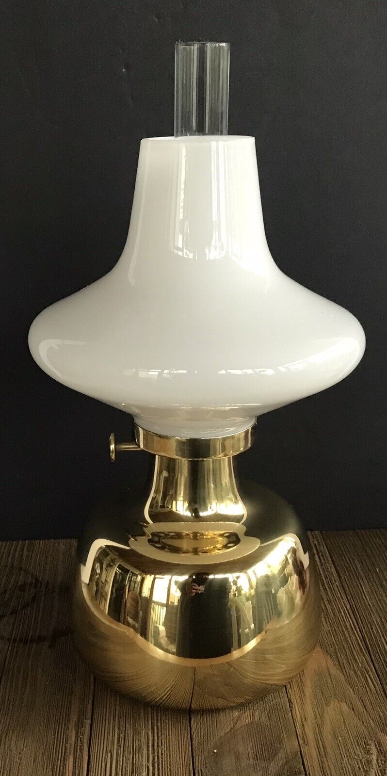 Louis Poulsen (Denmark) Vintage Brass Petronella Lamp With Glass Shade MCM 