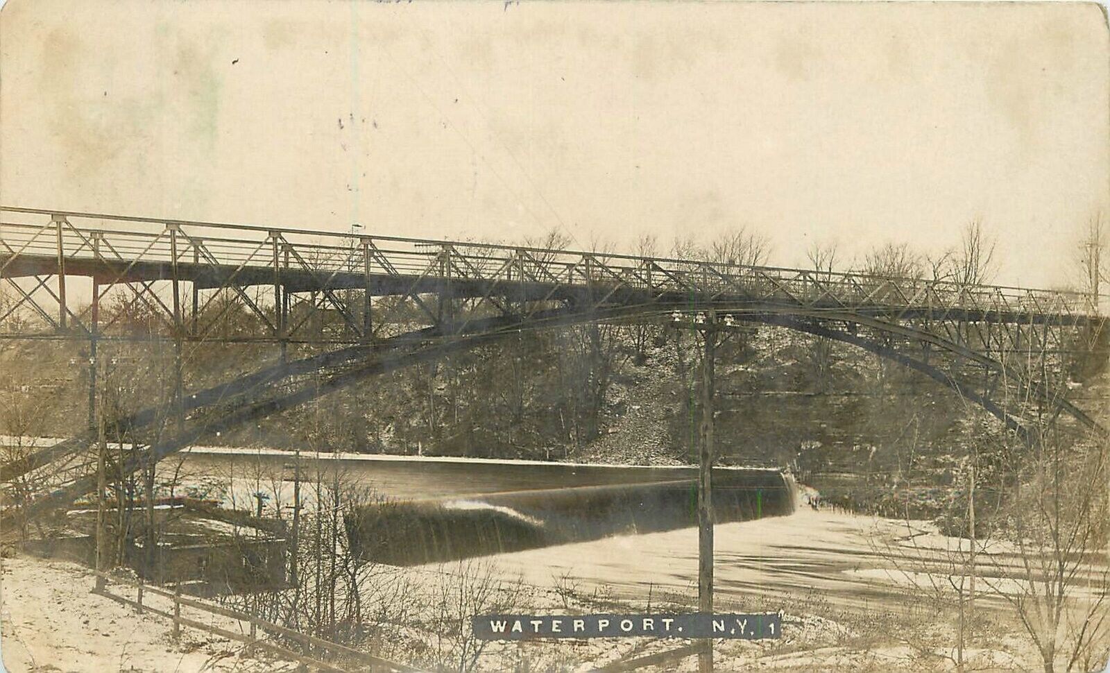 Postcard RPPC New York Waterport Dam Bridge Chorley 23-7769