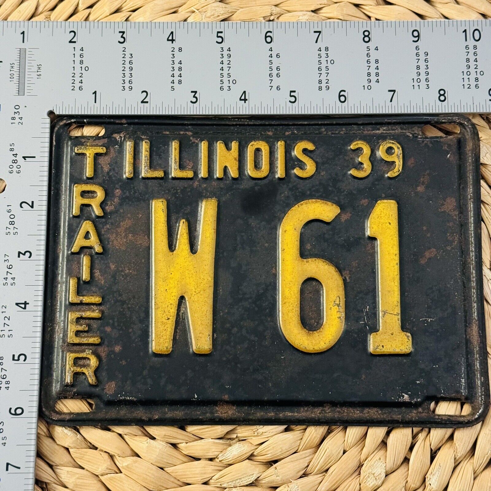 1939 Illinois TRAILER License Plate ALPCA Garage Decor Low Number 61