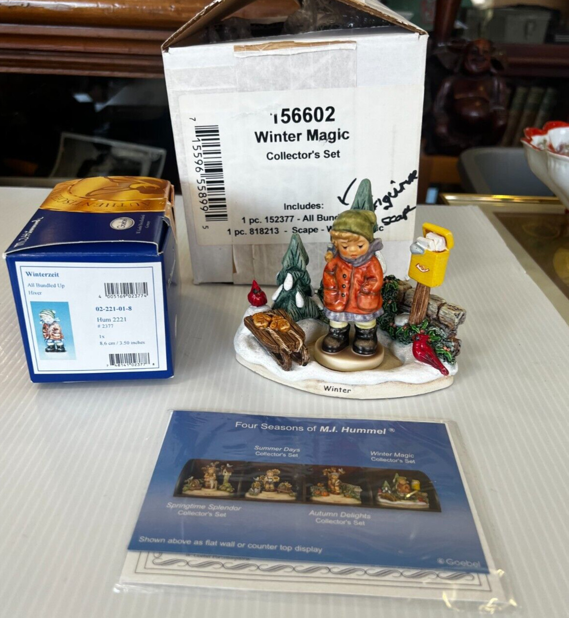 Goebel Hummel Winter Magic Scape and Figurine Set w/Box_ All Bundled Up HUM 2221