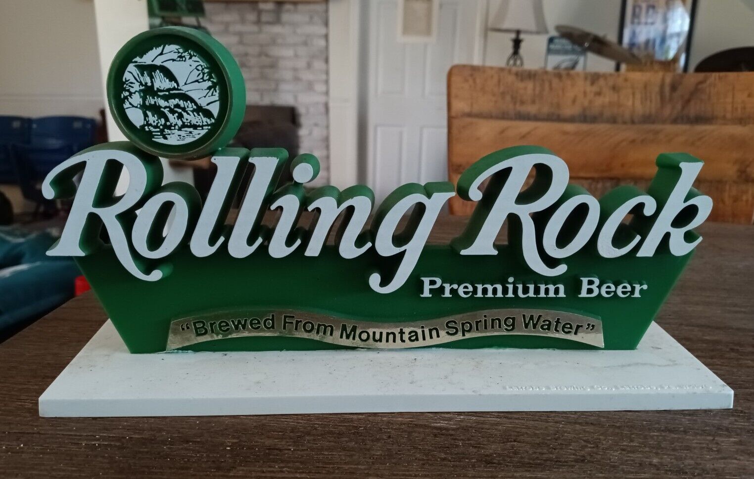 Vintage Rolling Rock Premium Beer “Brewed From Mountain Spring Water” Sign