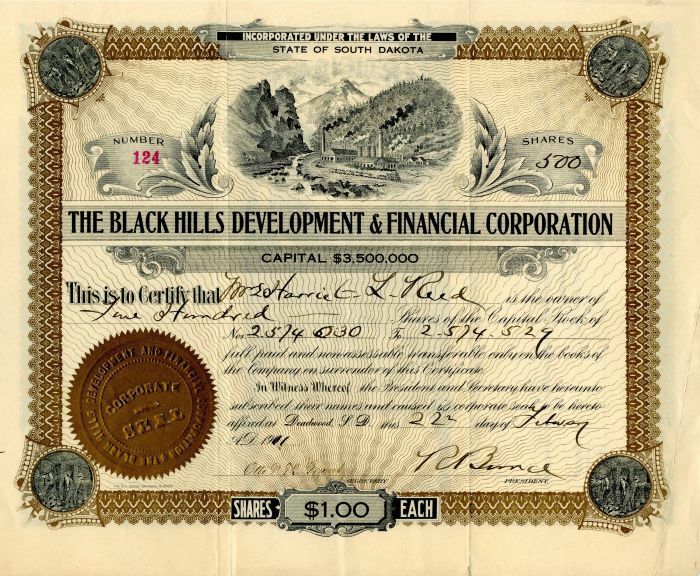 Black Hills Development and Financial Corporation - General Stocks