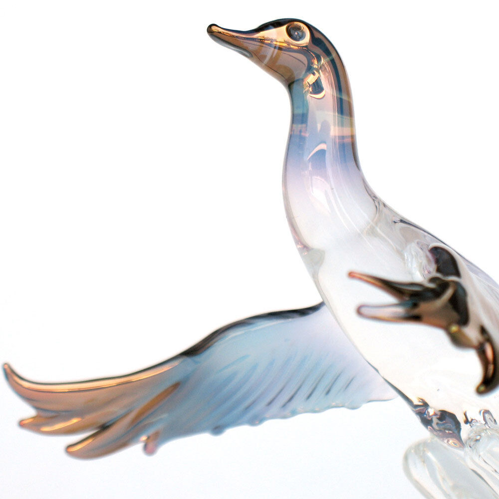 Mallard Duck Figurine Glass Drake Hunting Sculpture 