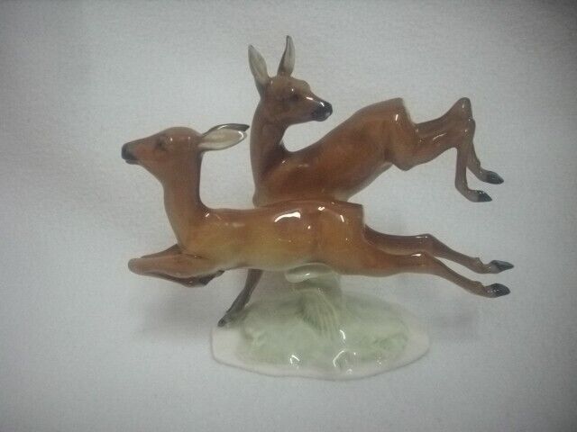 Vintage Hutchenreuther Bavarian German Art Pottery Leaping Deer Figurine Statue