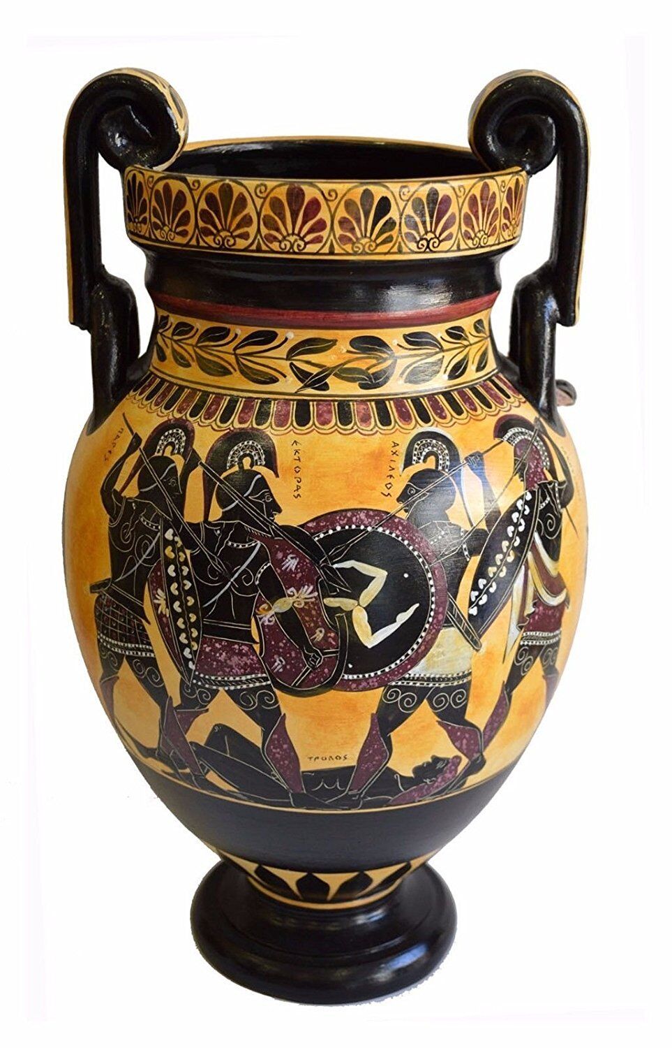 Achilles Hector Menelaos Paris -Trojan War Theme - Amphora - Museum Replica