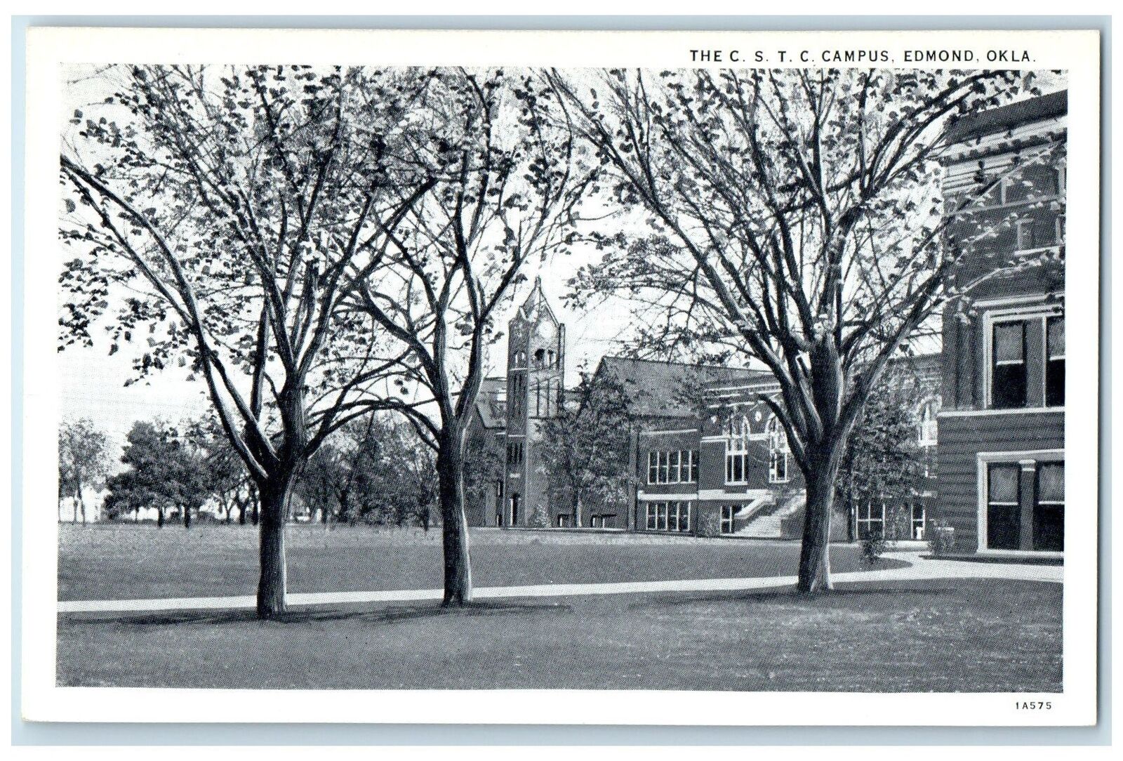 c1940's The C.S.T.C. Campus Building Edmond Oklahoma OK Unposted Trees Postcard