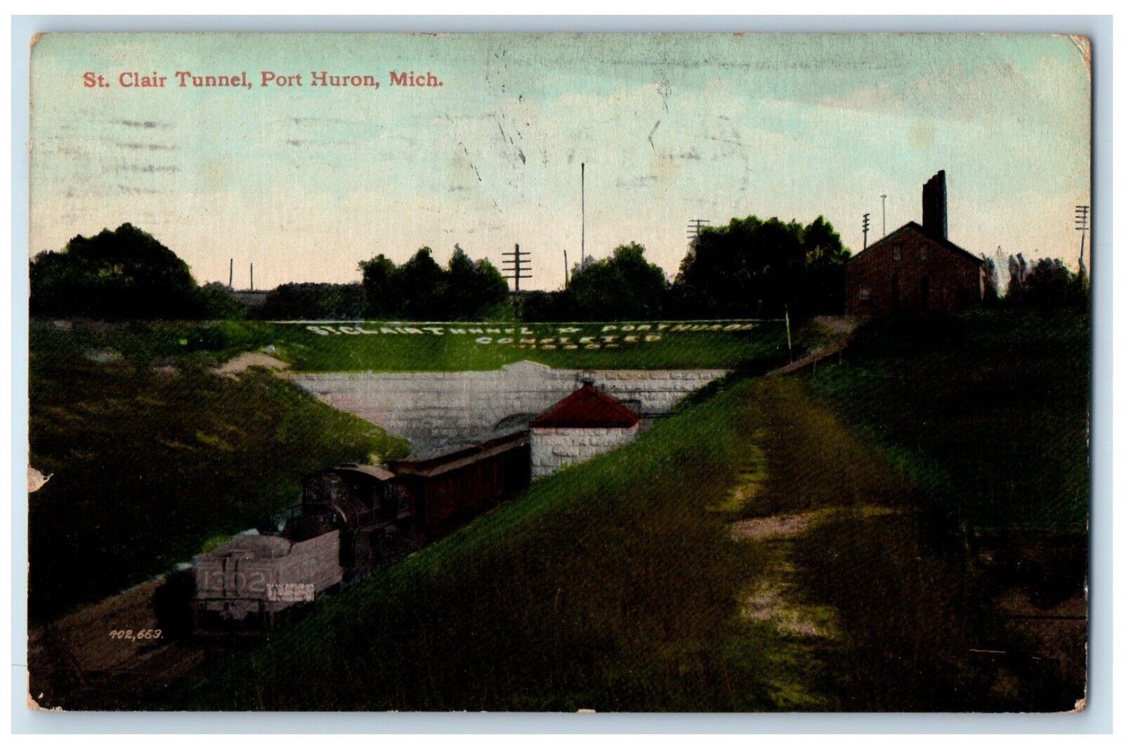 1911 Scenic View St Clair Tunnel Railway Port Huron Michigan MI Vintage Postcard