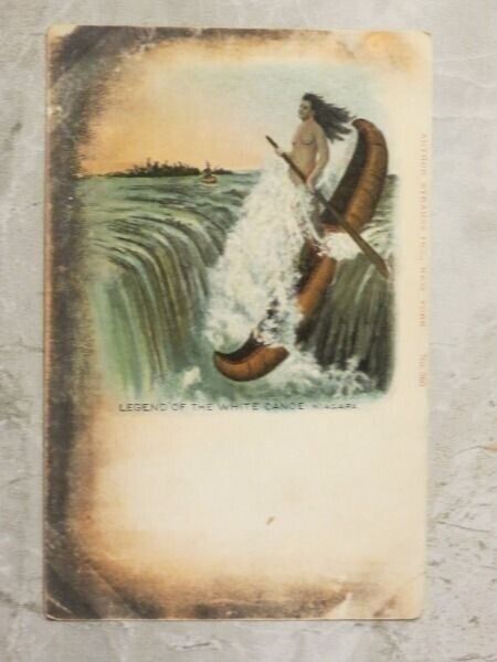 Antique c1906 Postcard Legend of the White Canoe Indian Maiden Niagara Falls NY
