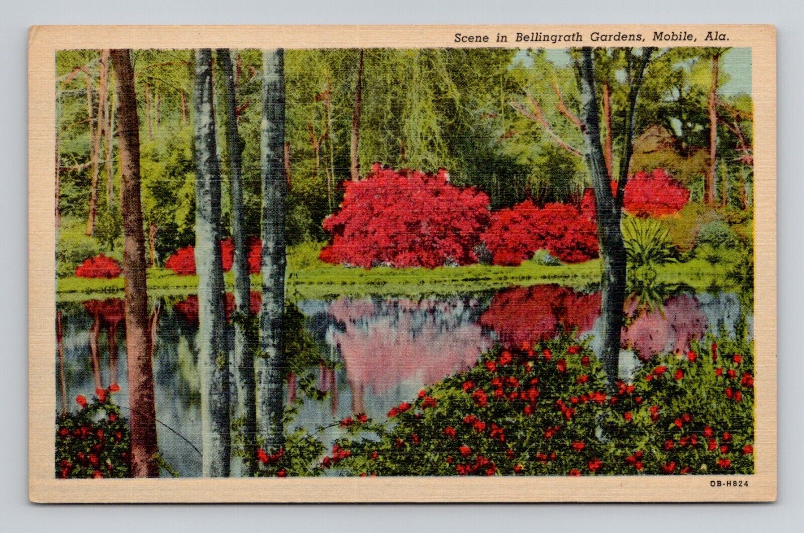 Postcard Bellingrath Gardens Mobile Alabama, Vintage Linen N12
